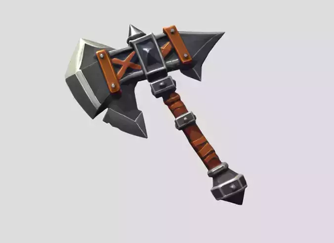 Fantasy Battle Axe 3D Model PBR Textured Game Asset Low-poly 3D model