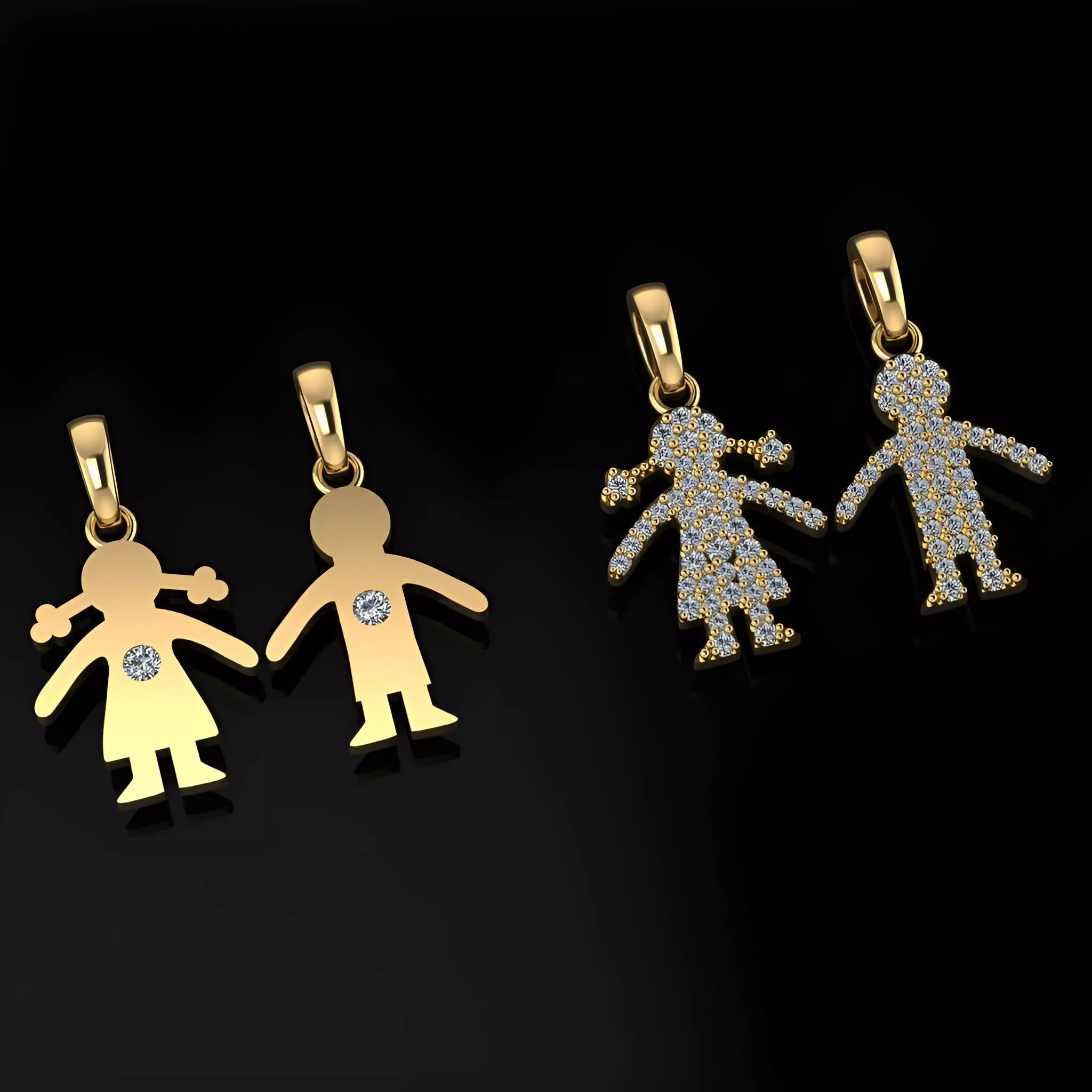 Boy and Girl Pendant 3D print model