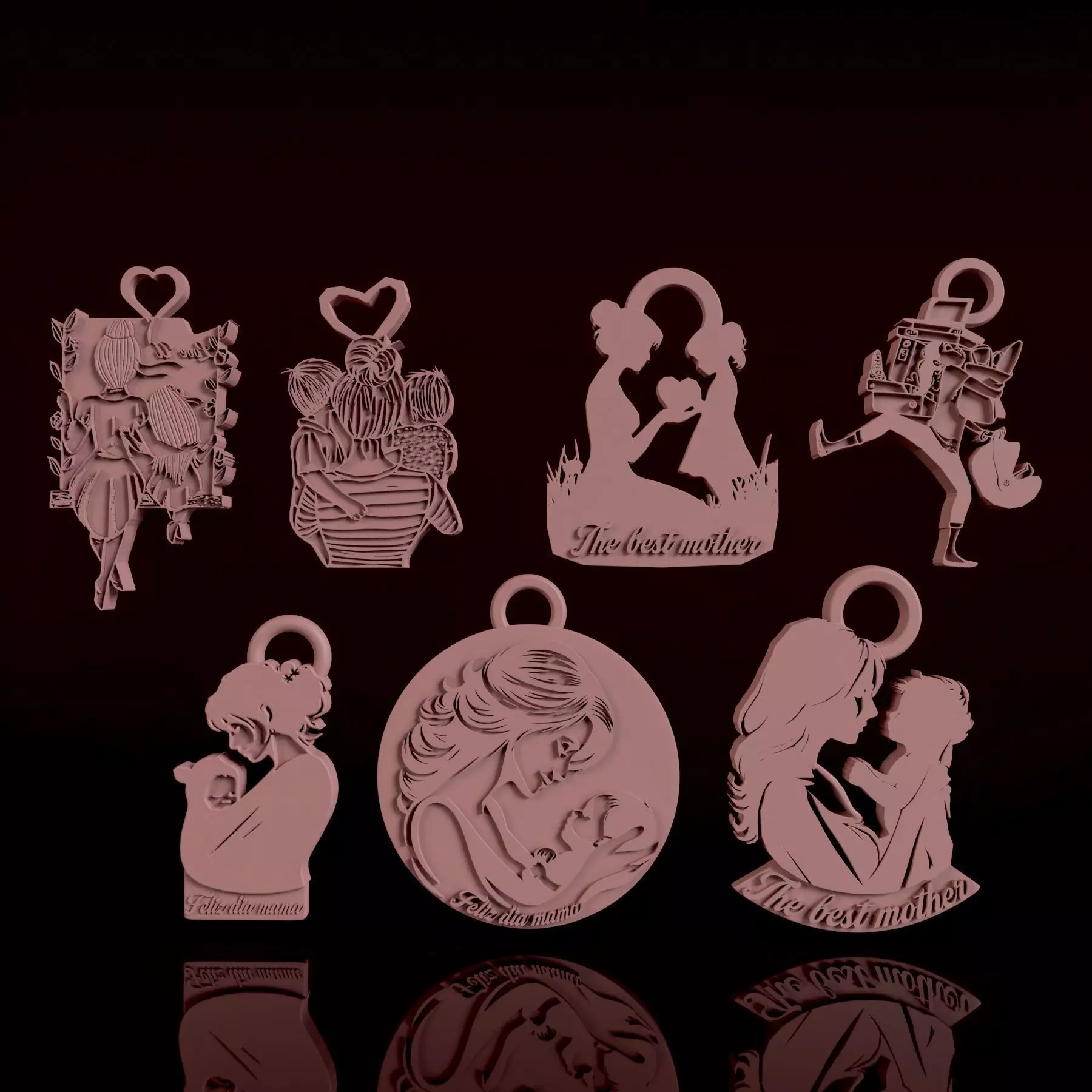 mothers day keychain pack Free 3D print model_0