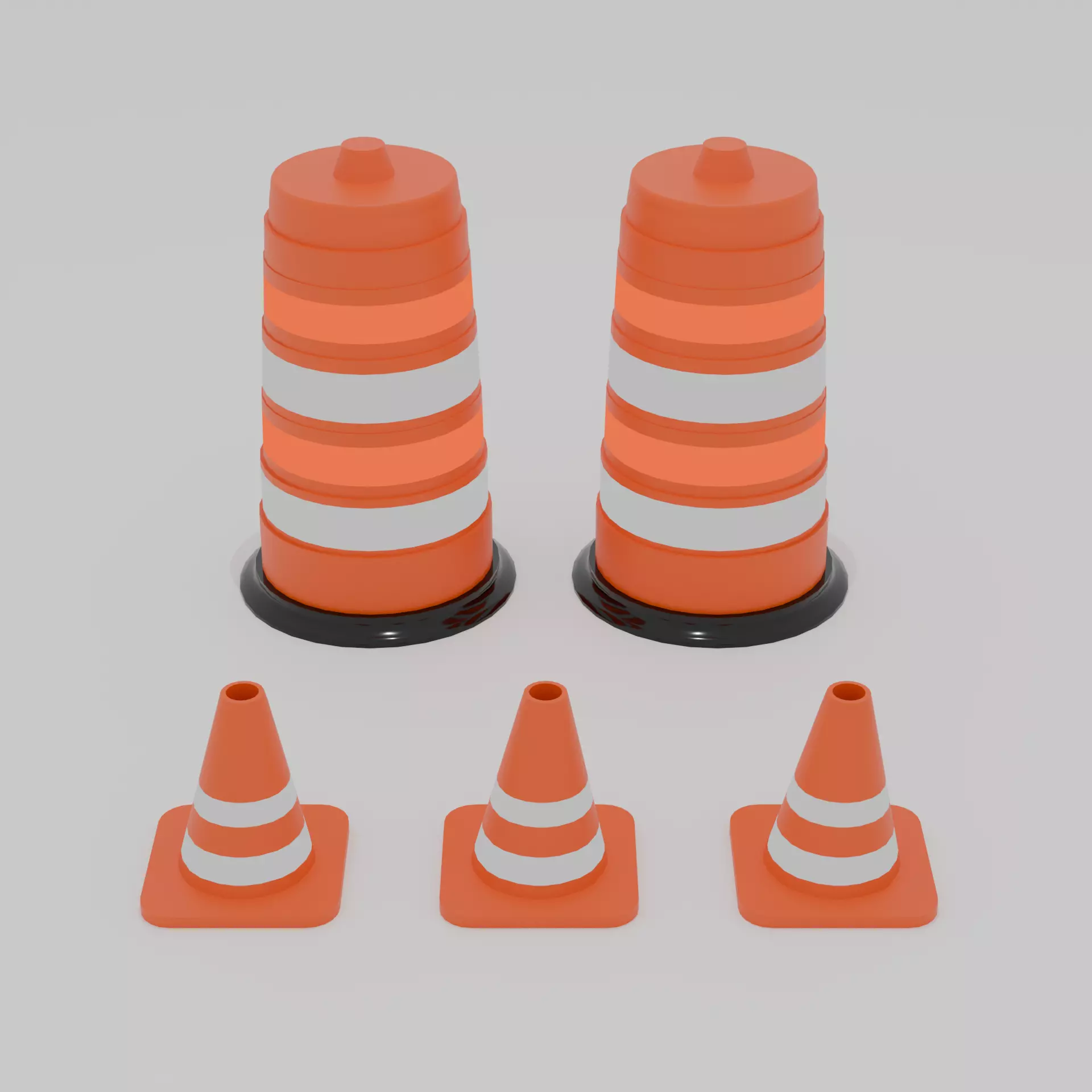 Construction work cones Free low-poly 3D model