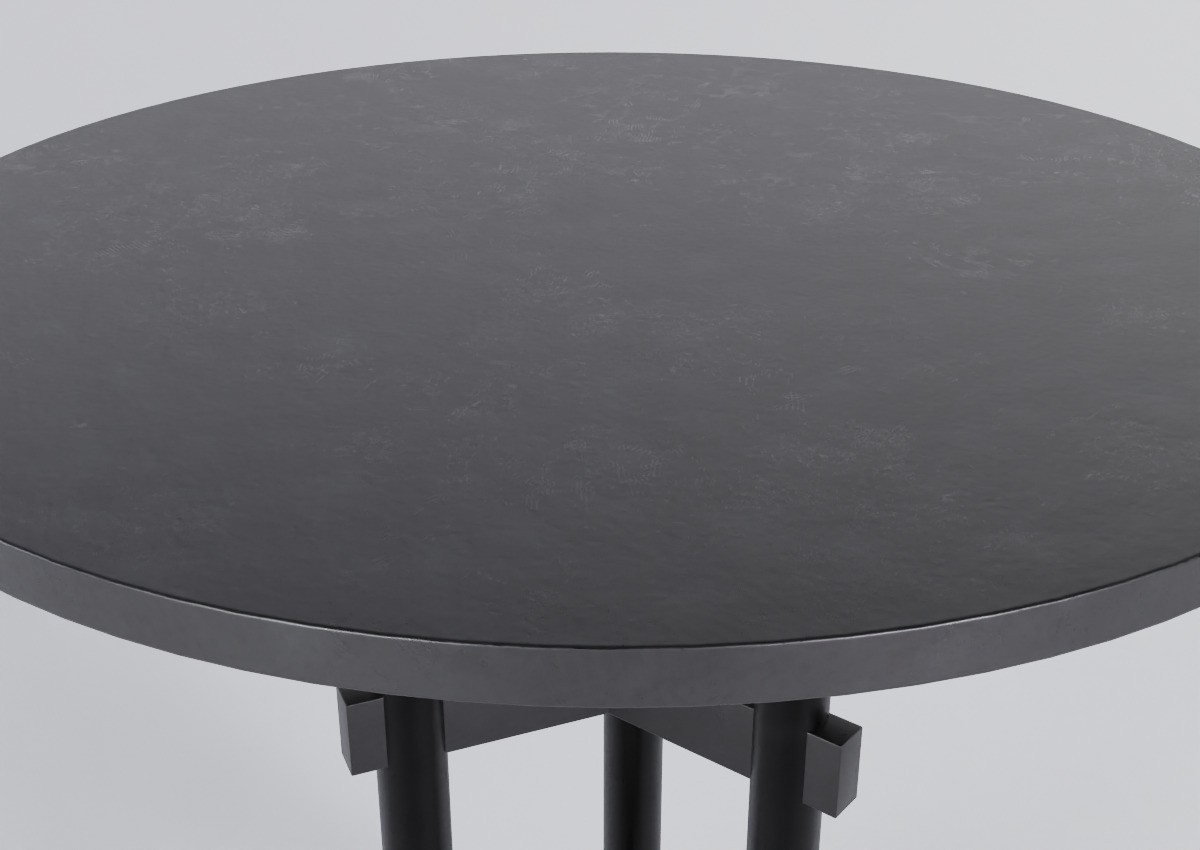 Simple Steel Round Table Free low-poly 3D model_5
