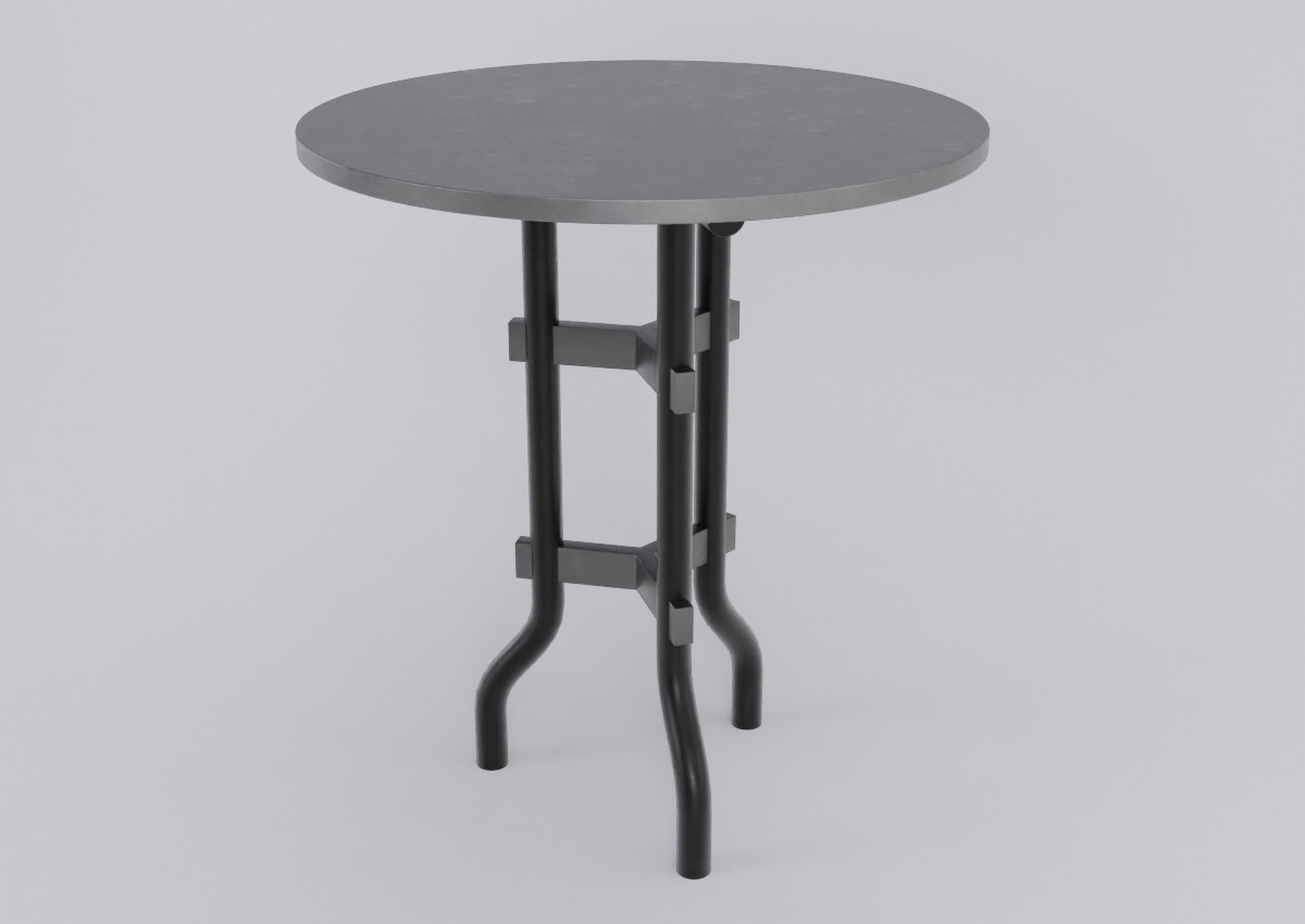 Simple Steel Round Table Free low-poly 3D model_1