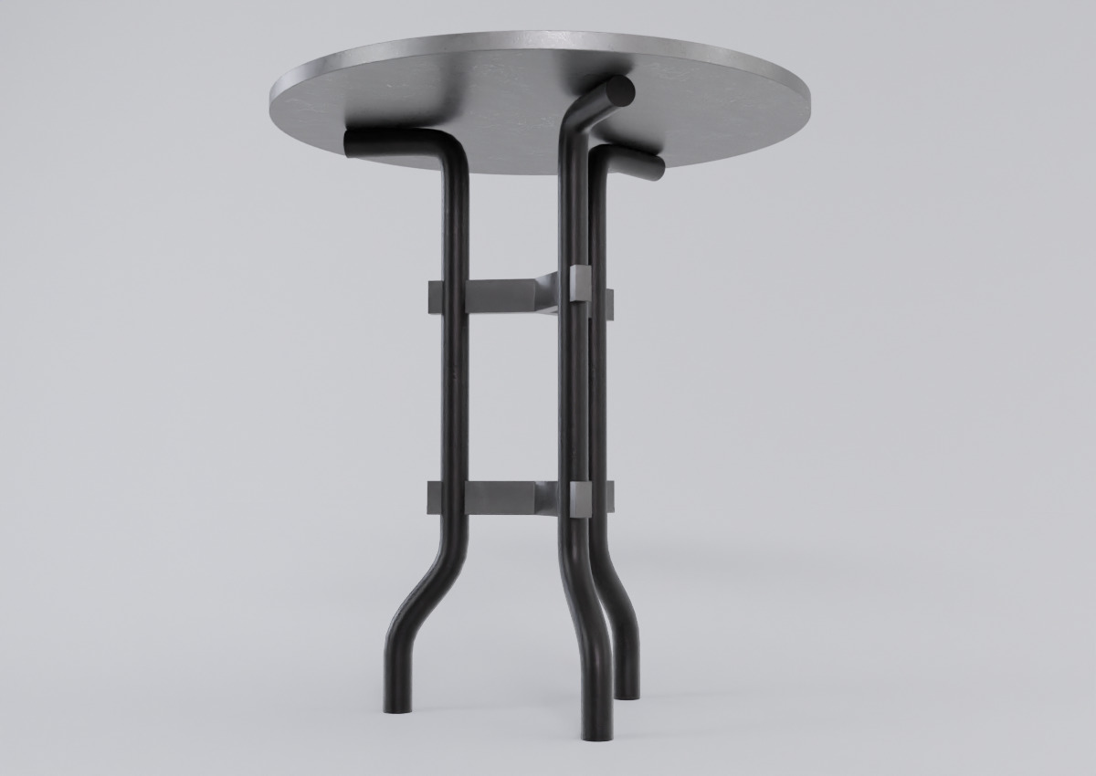 Simple Steel Round Table Free low-poly 3D model_2