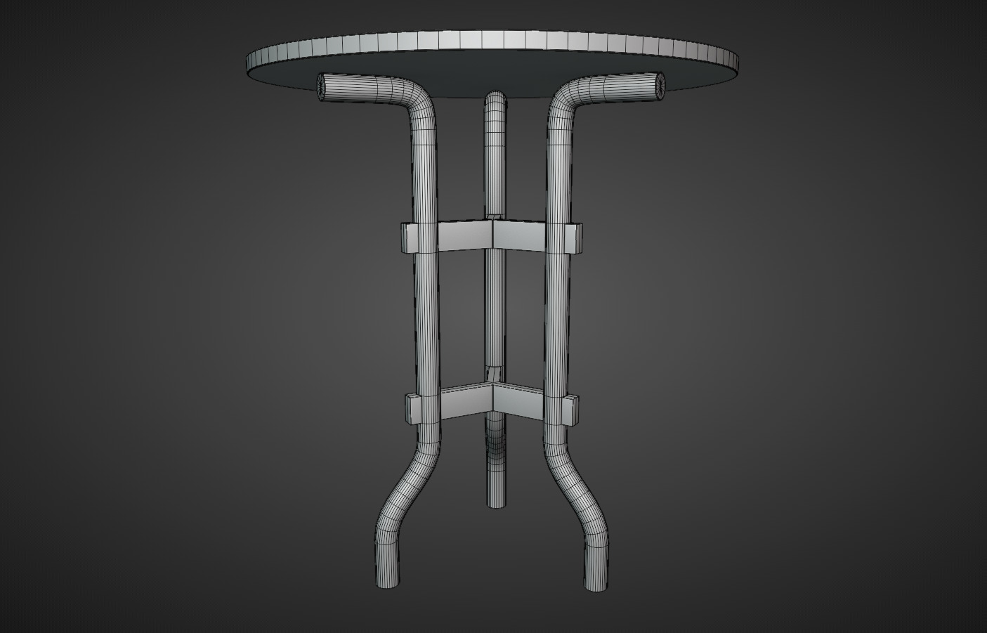 Simple Steel Round Table Free low-poly 3D model_6