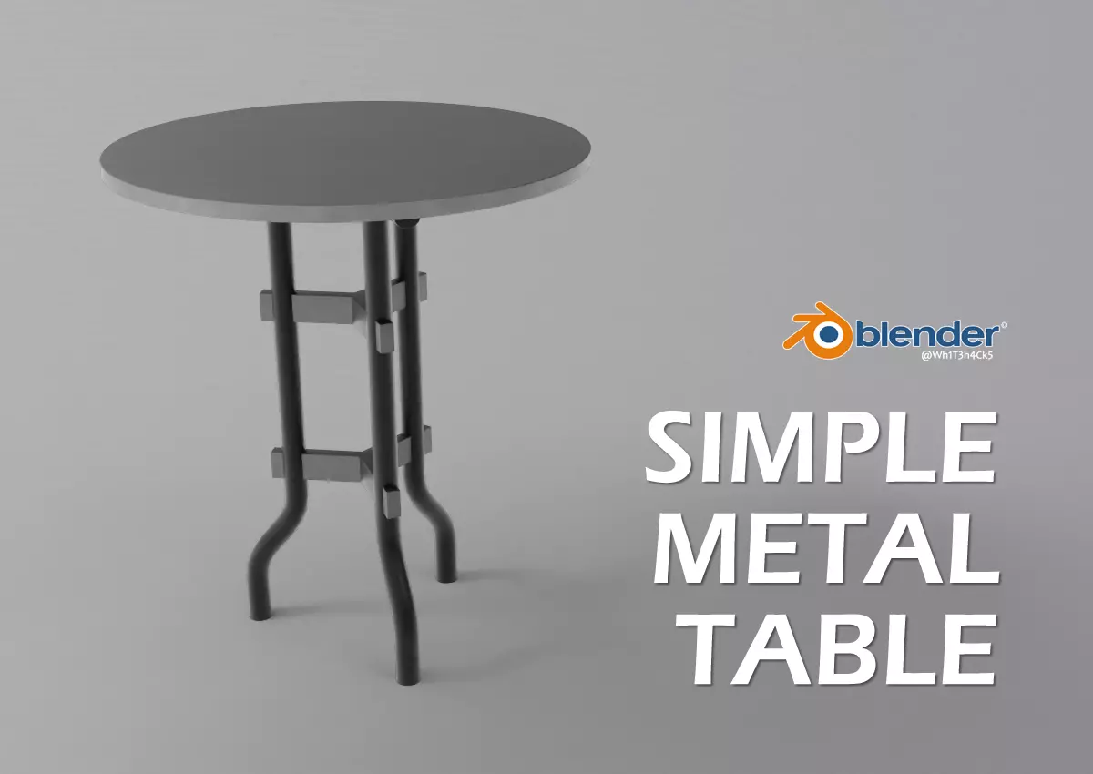 Simple Steel Round Table Free low-poly 3D model_0