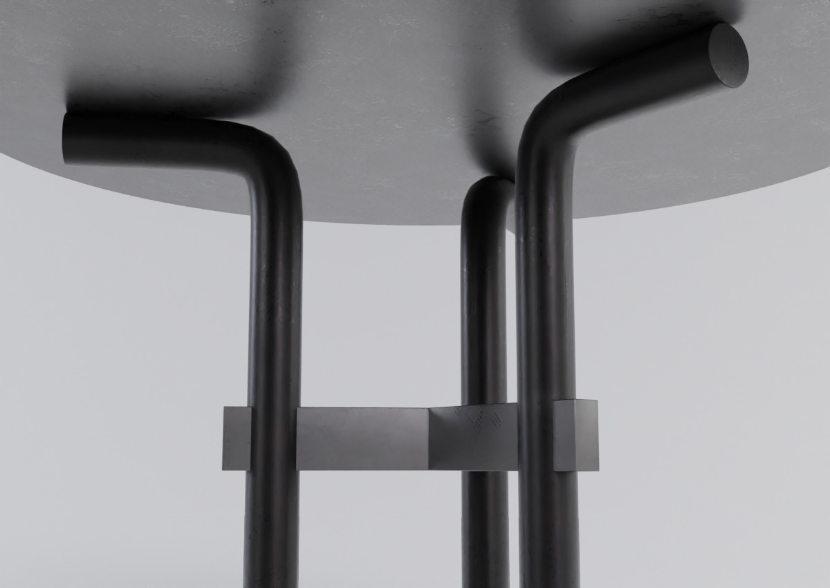 Simple Steel Round Table Free low-poly 3D model_4