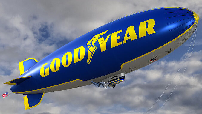 Animated Airship Blimp - Goodyear Livery 2 - Low-poly 3D model