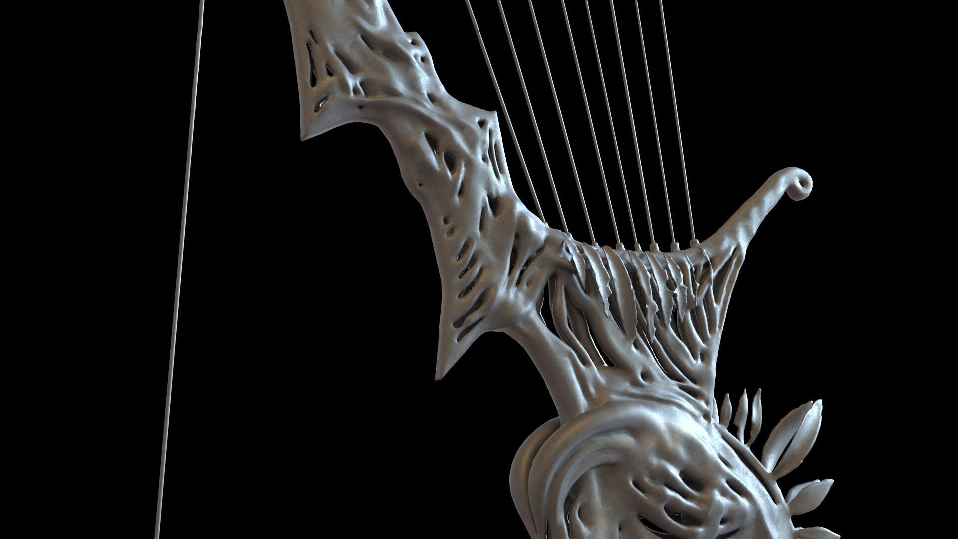 Fantasy Bow and Arrow Set High-poly and Game-Ready Low-poly 3D model_42