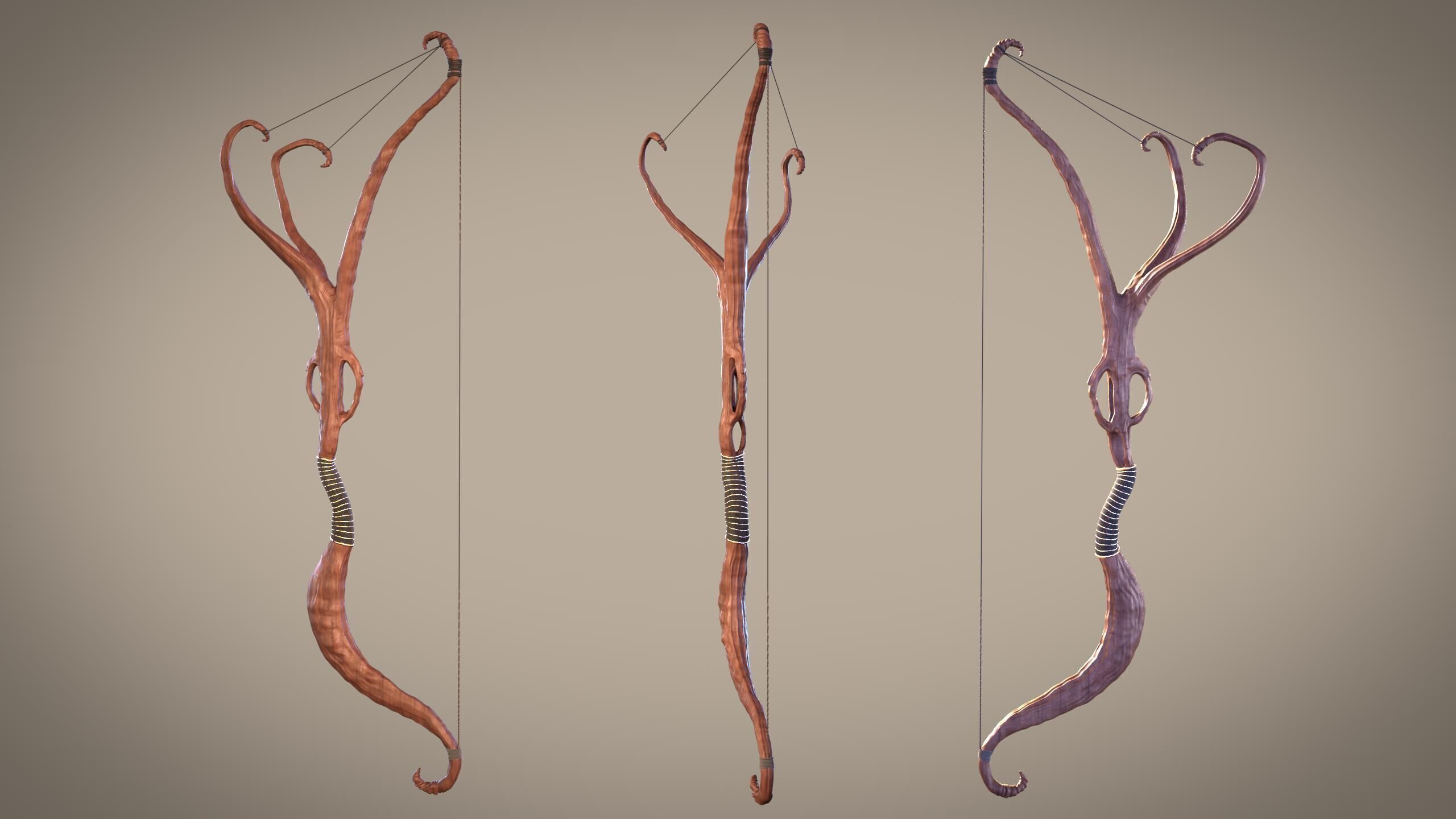 Fantasy Bow and Arrow Set High-poly and Game-Ready Low-poly 3D model_57