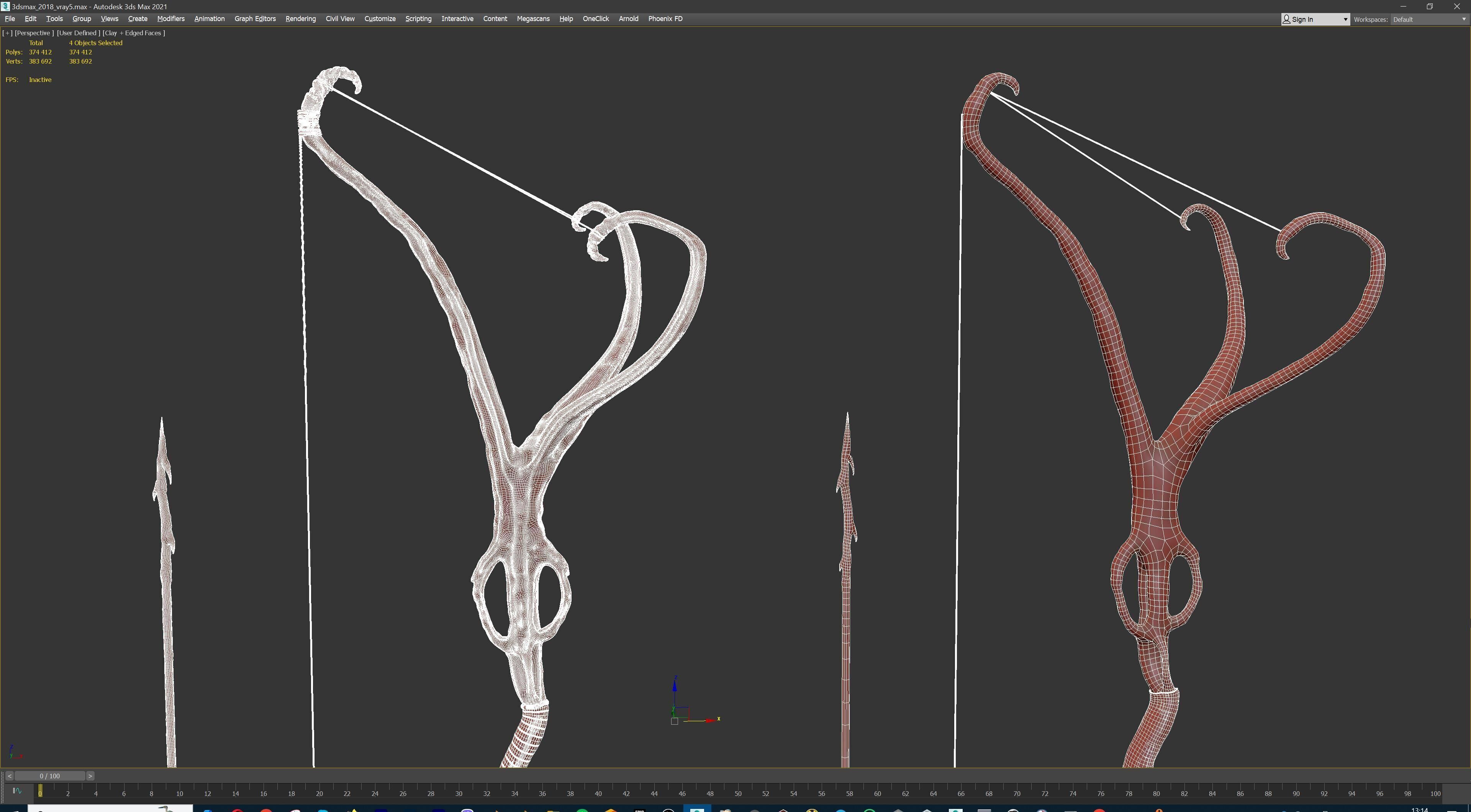 Fantasy Bow and Arrow Set High-poly and Game-Ready Low-poly 3D model_101