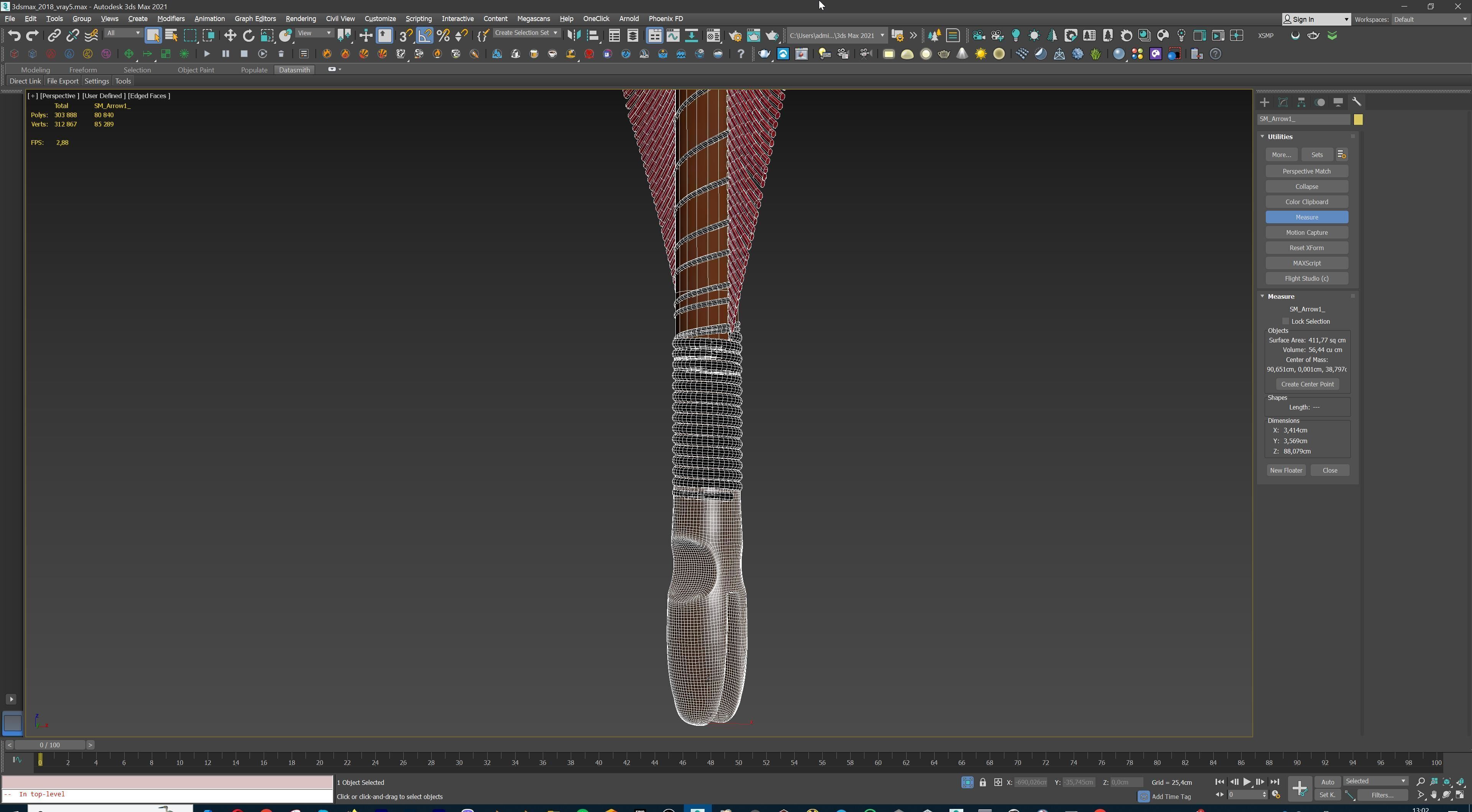 Fantasy Bow and Arrow Set High-poly and Game-Ready Low-poly 3D model_73