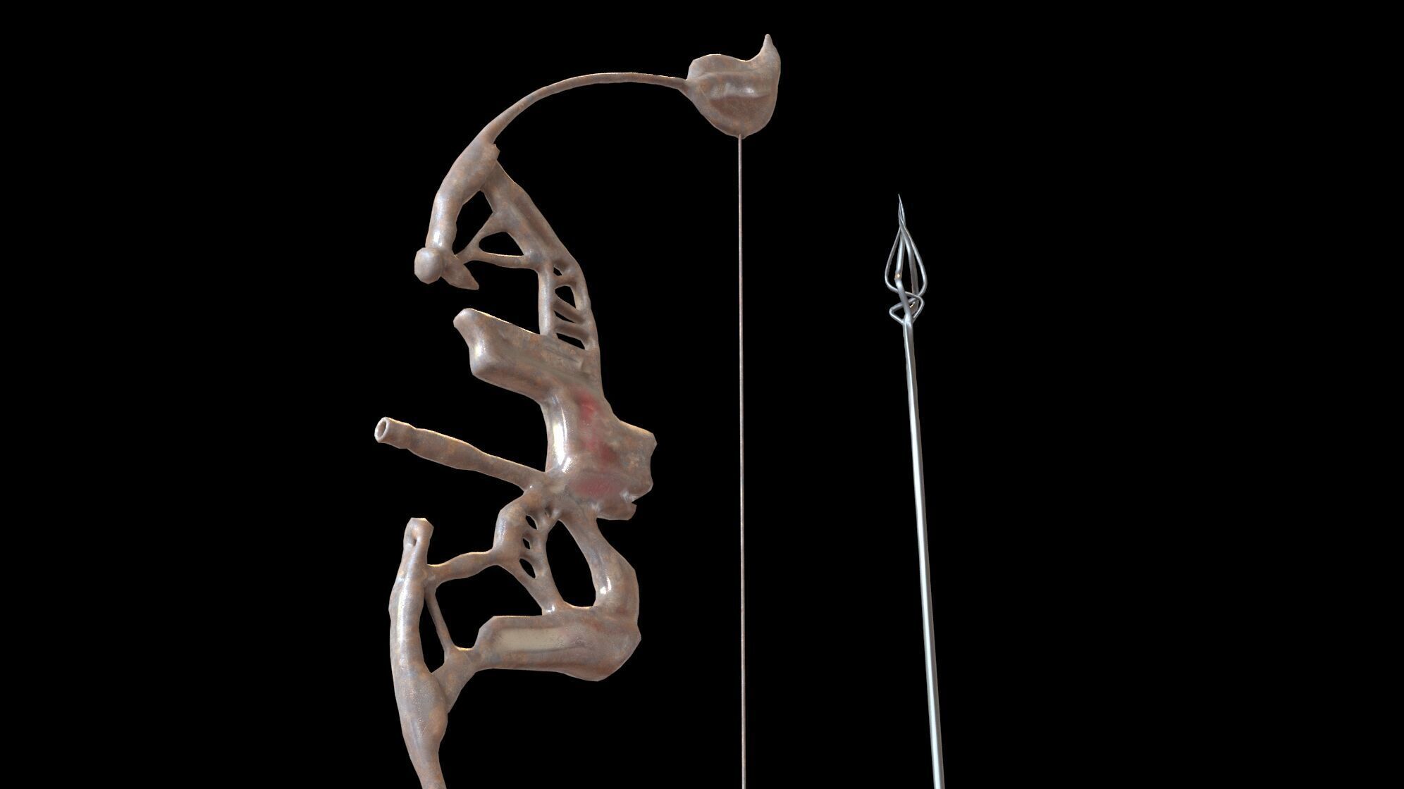 Fantasy Bow and Arrow Set High-poly and Game-Ready Low-poly 3D model_55