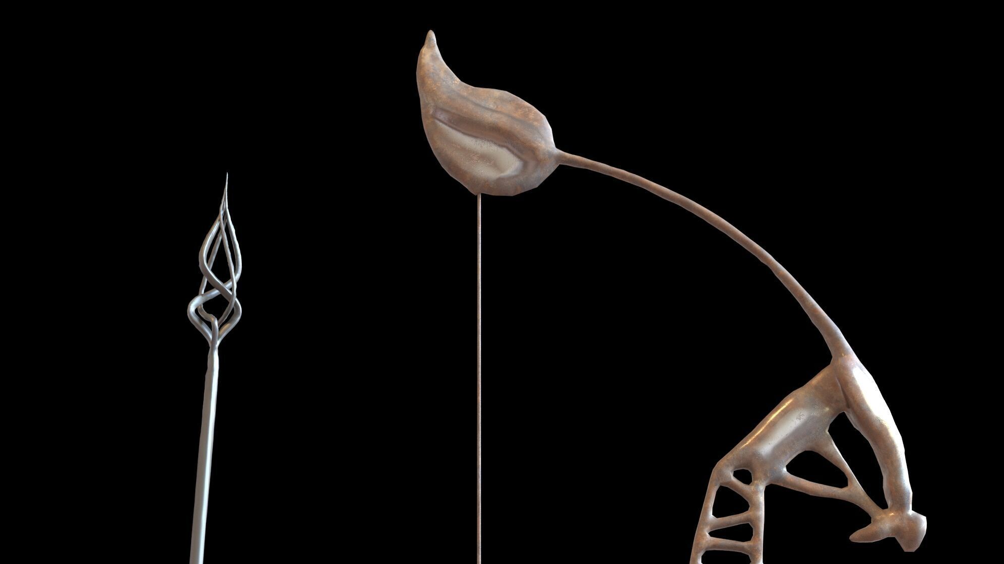 Fantasy Bow and Arrow Set High-poly and Game-Ready Low-poly 3D model_49