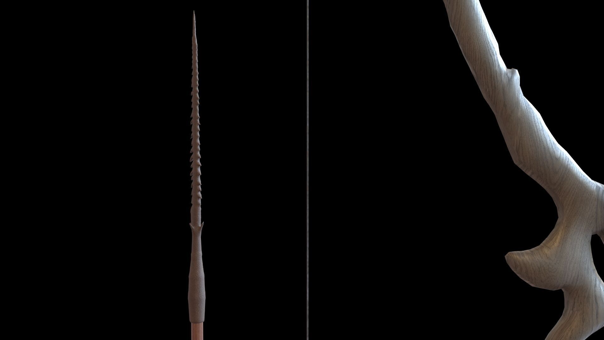 Fantasy Bow and Arrow Set High-poly and Game-Ready Low-poly 3D model_12