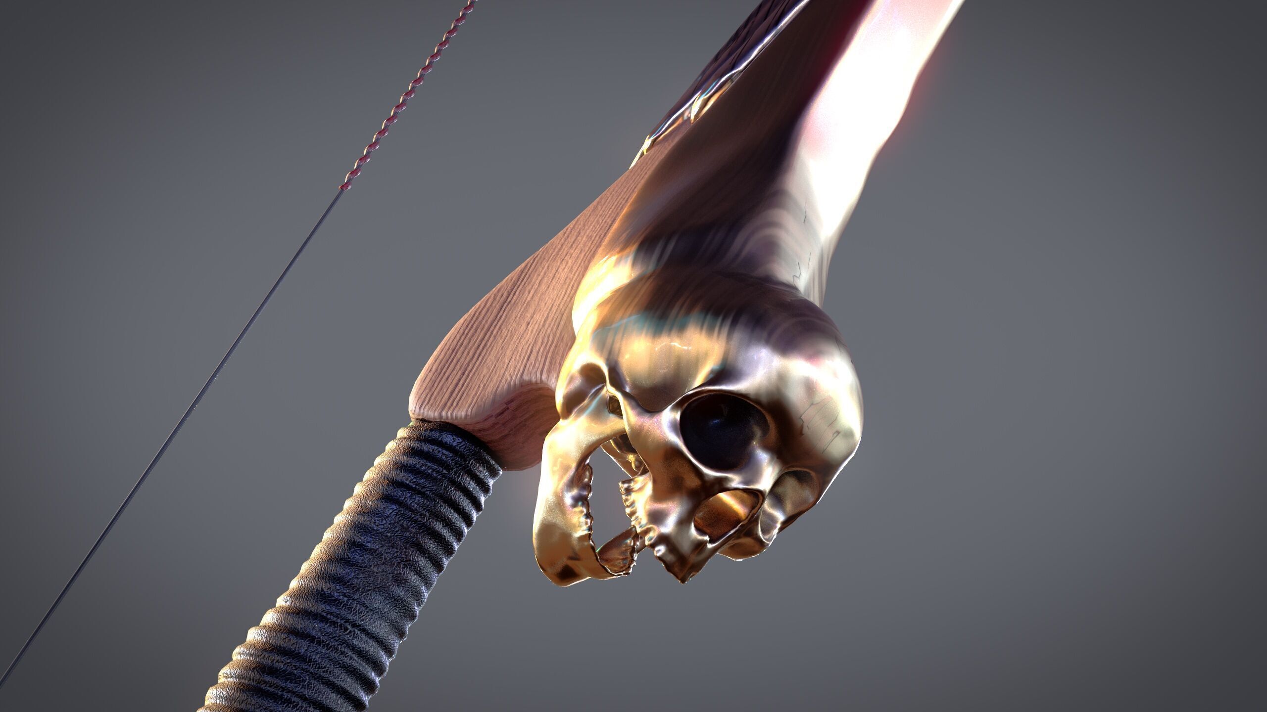 Fantasy Bow and Arrow Set High-poly and Game-Ready Low-poly 3D model_3