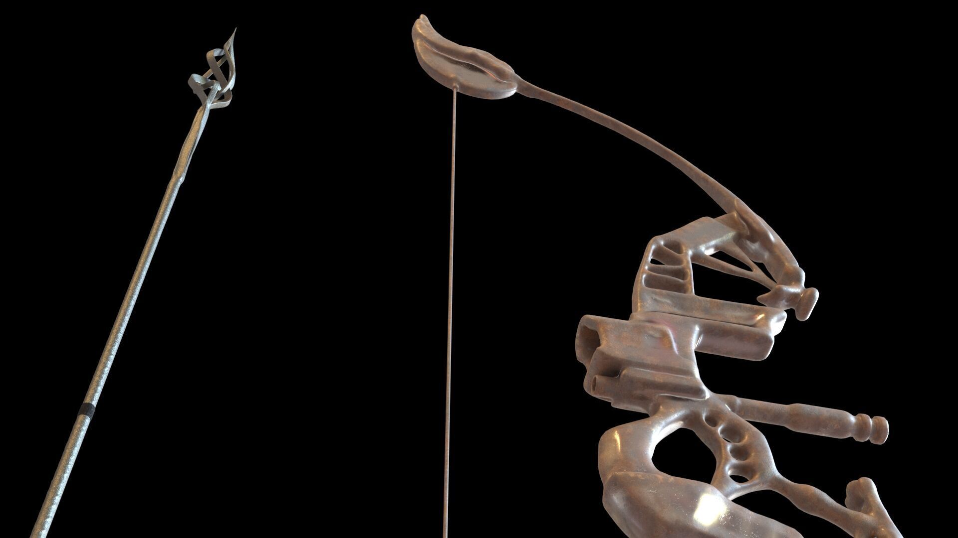 Fantasy Bow and Arrow Set High-poly and Game-Ready Low-poly 3D model_45