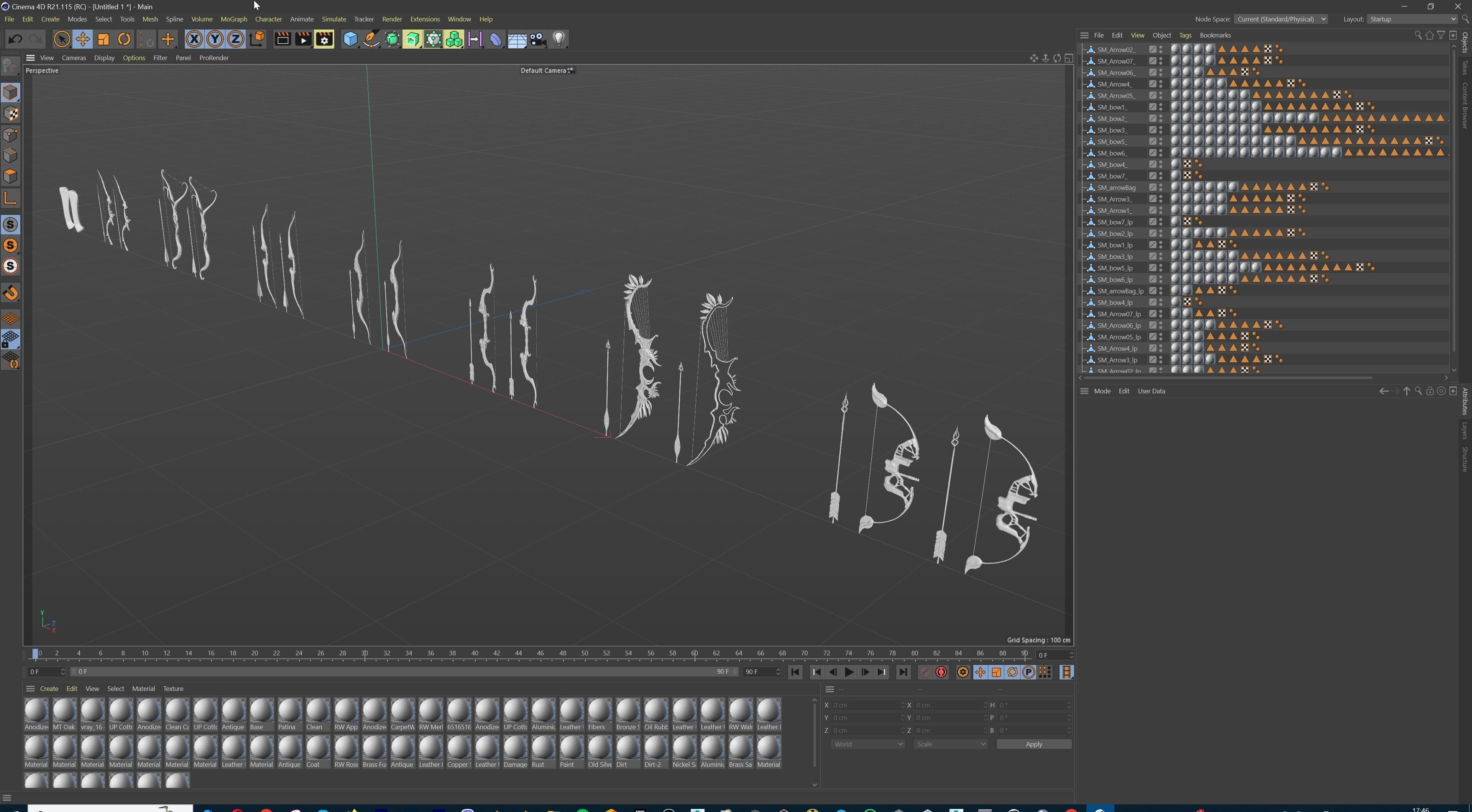 Fantasy Bow and Arrow Set High-poly and Game-Ready Low-poly 3D model_67