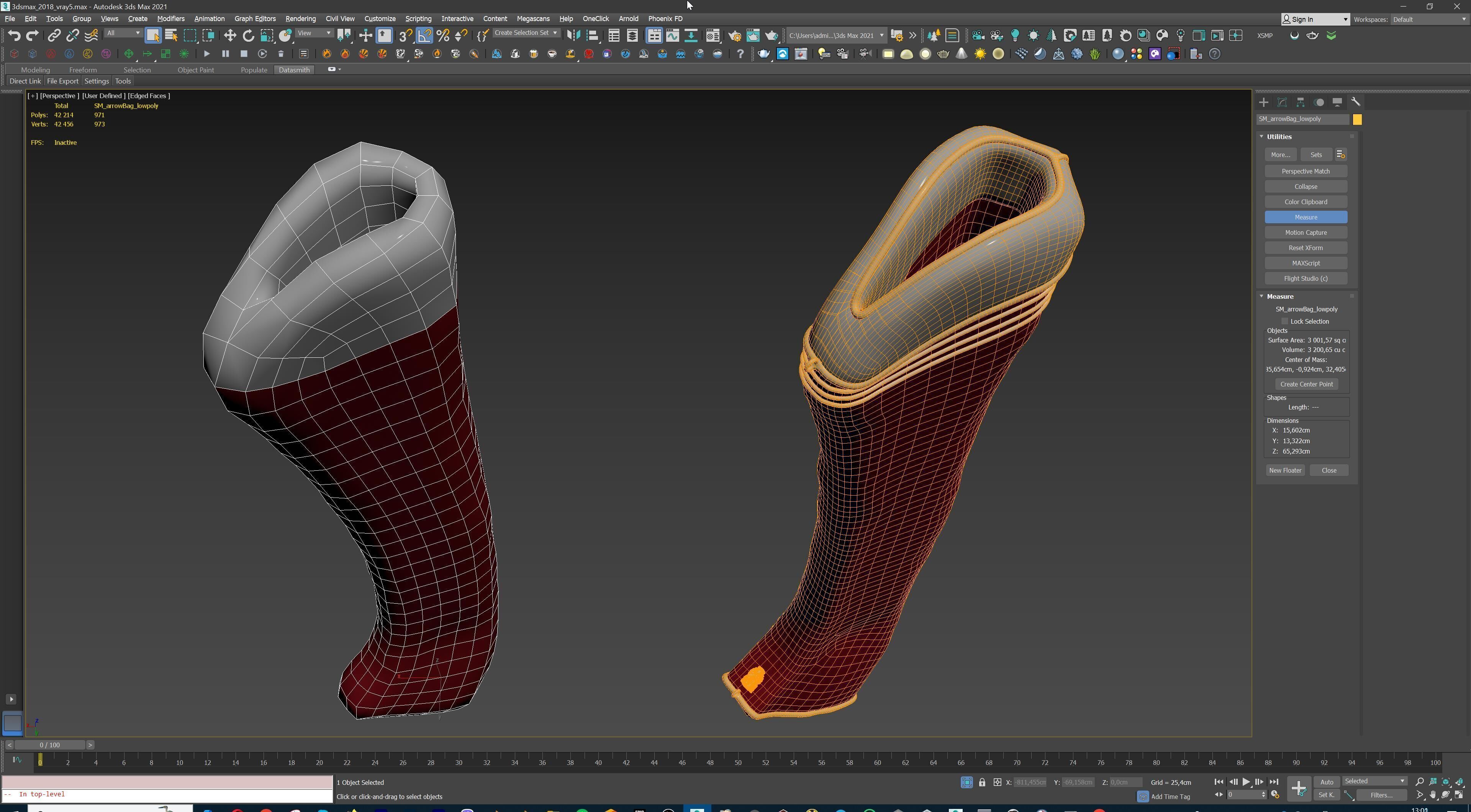Fantasy Bow and Arrow Set High-poly and Game-Ready Low-poly 3D model_76