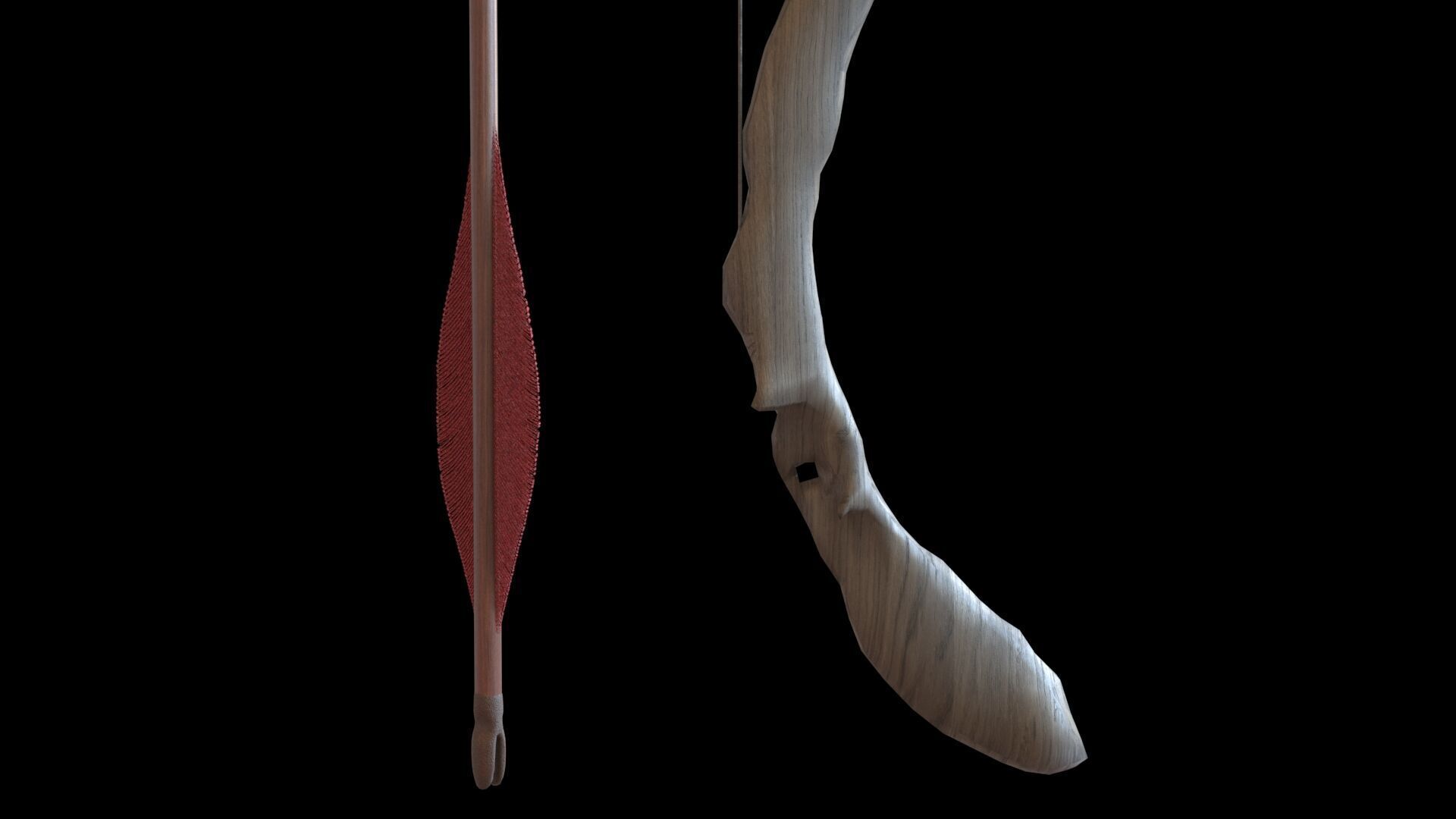 Fantasy Bow and Arrow Set High-poly and Game-Ready Low-poly 3D model_11