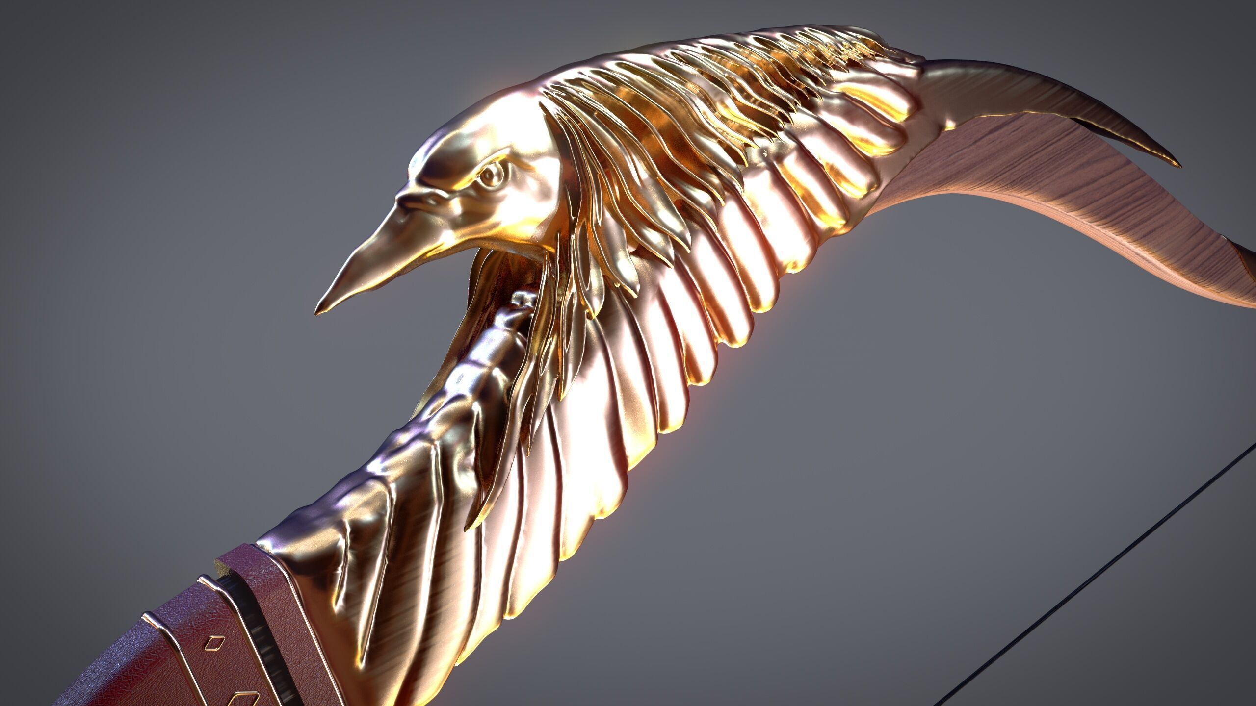 Fantasy Bow and Arrow Set High-poly and Game-Ready Low-poly 3D model_4