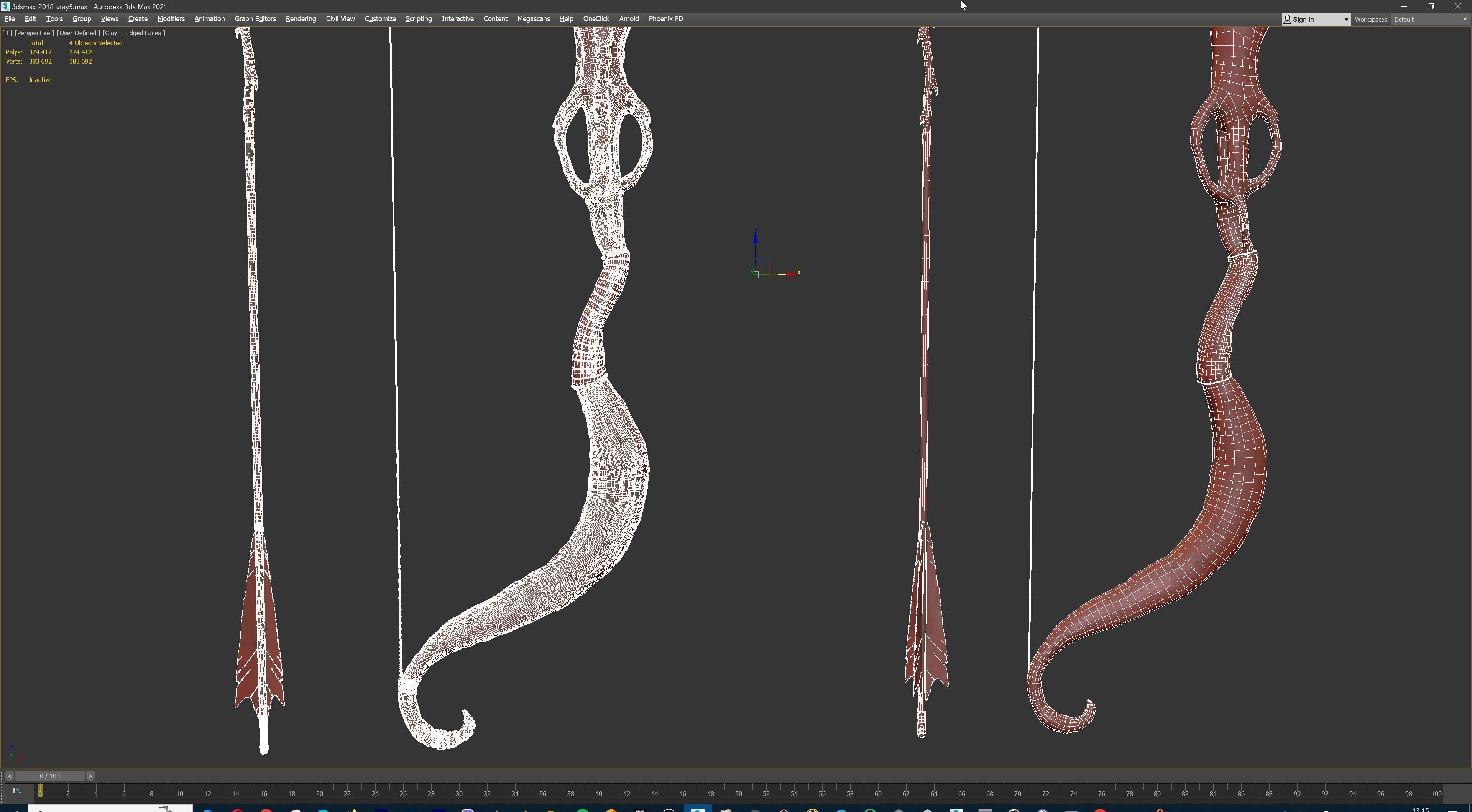 Fantasy Bow and Arrow Set High-poly and Game-Ready Low-poly 3D model_102