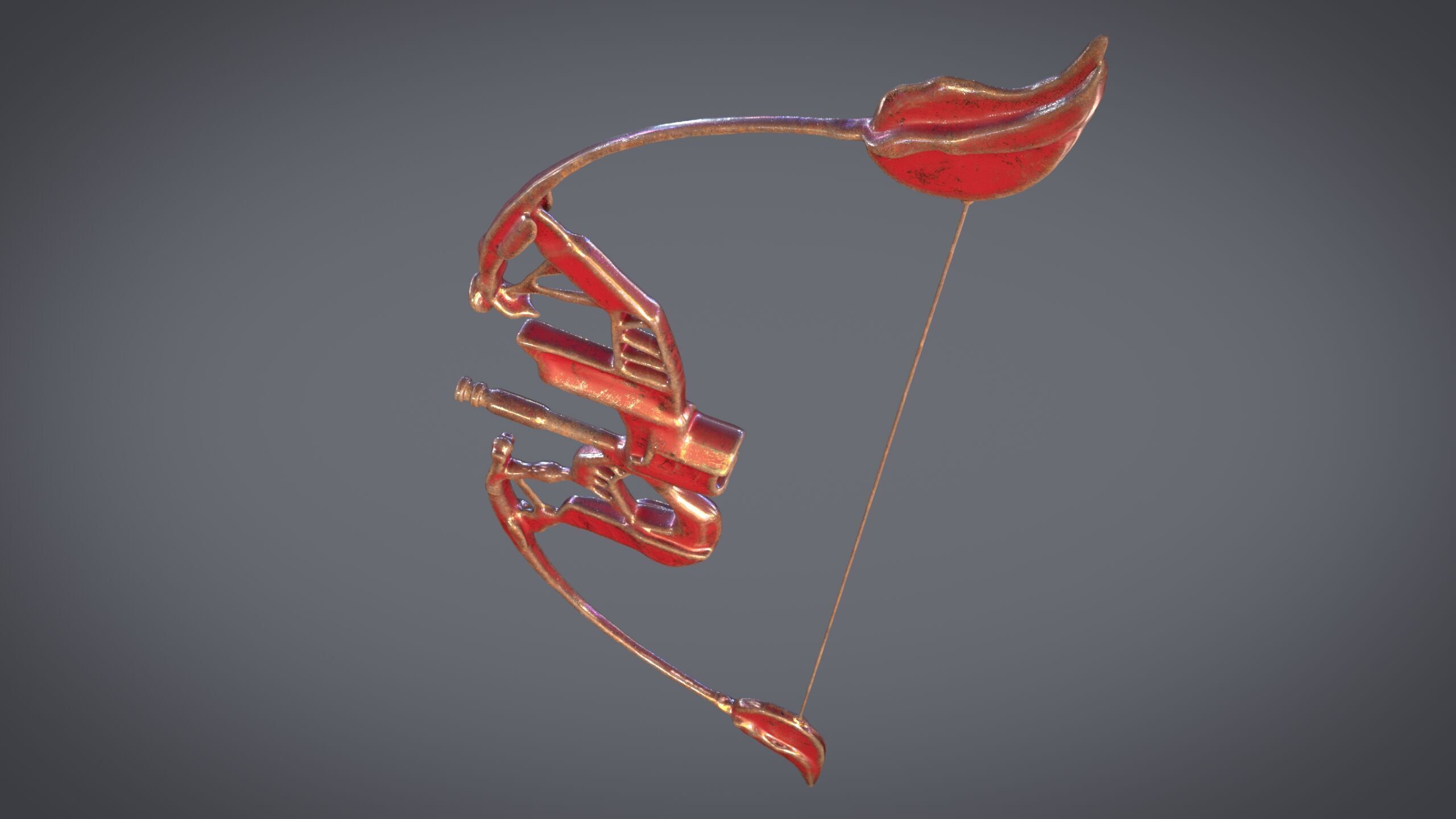 Fantasy Bow and Arrow Set High-poly and Game-Ready Low-poly 3D model_60