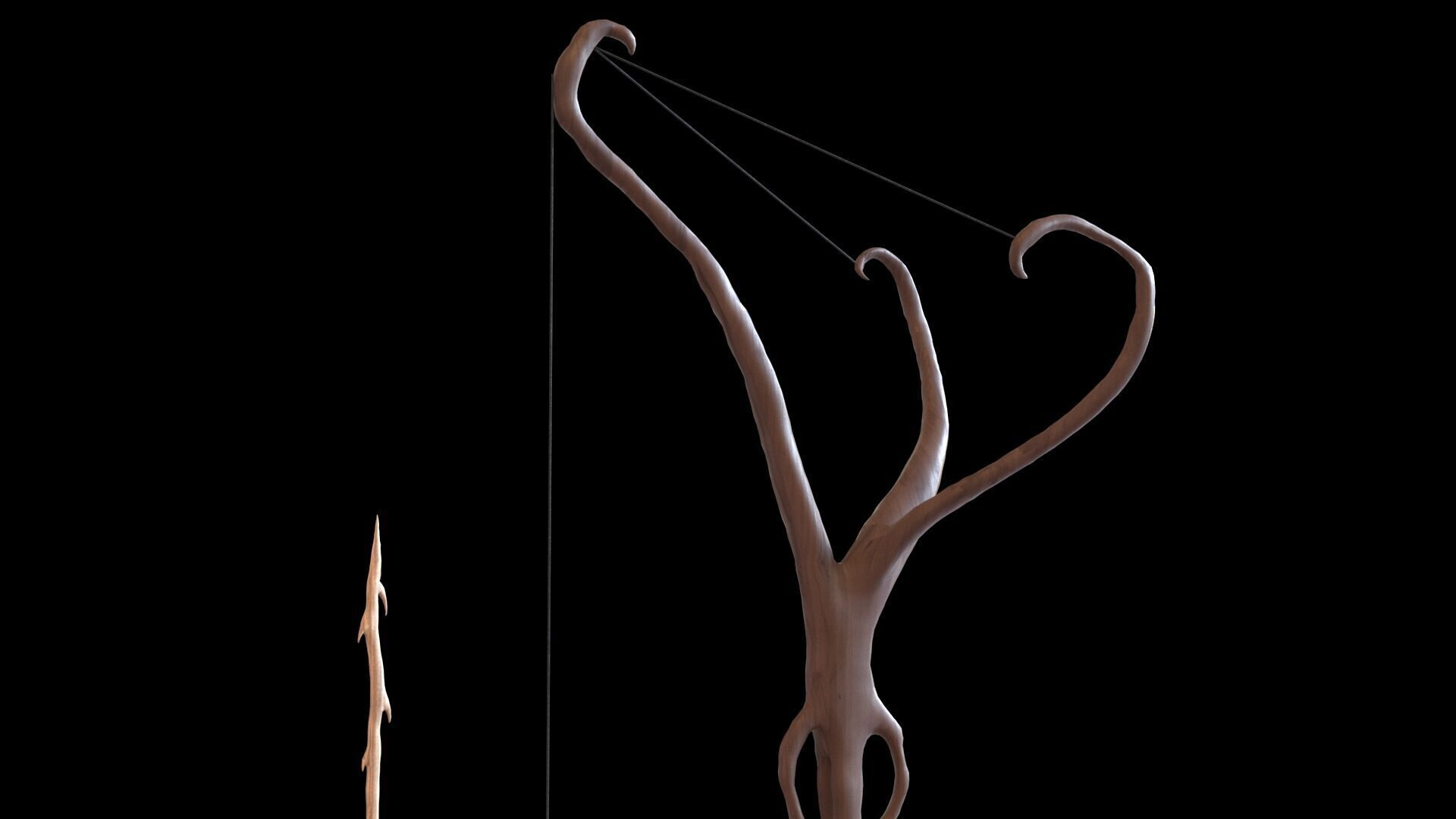 Fantasy Bow and Arrow Set High-poly and Game-Ready Low-poly 3D model_18