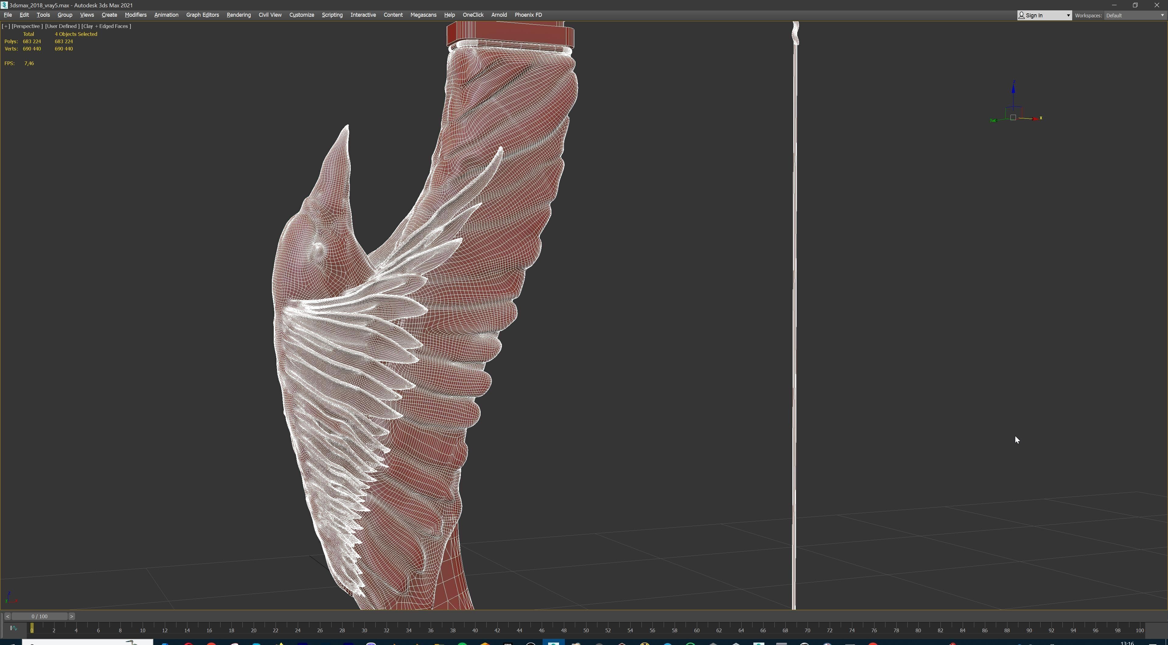 Fantasy Bow and Arrow Set High-poly and Game-Ready Low-poly 3D model_106
