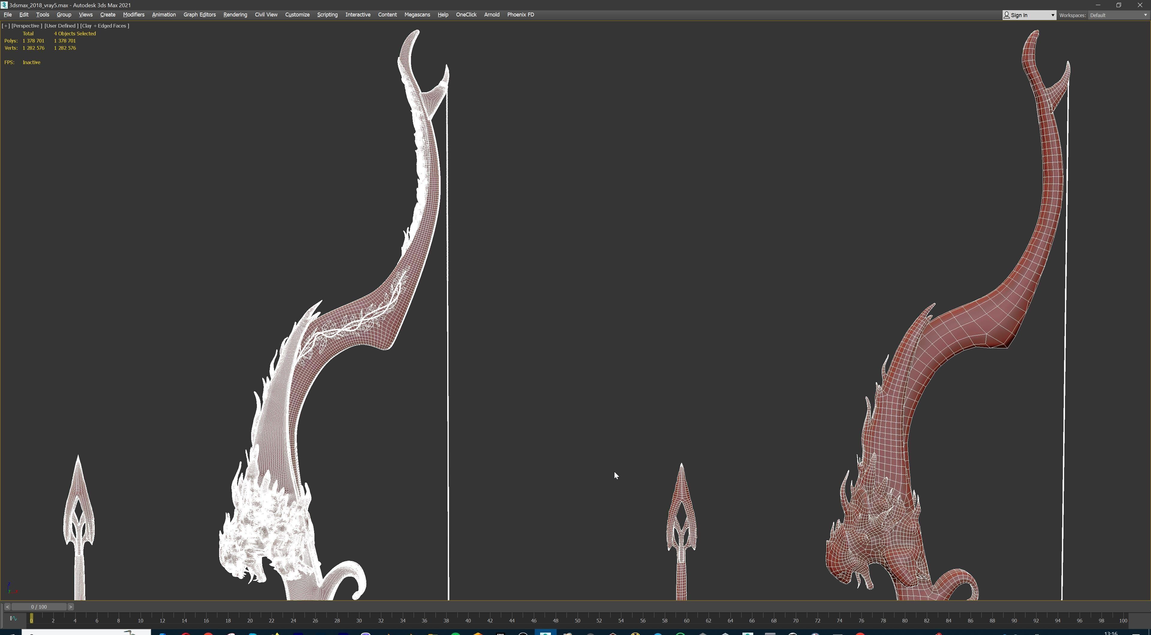 Fantasy Bow and Arrow Set High-poly and Game-Ready Low-poly 3D model_107