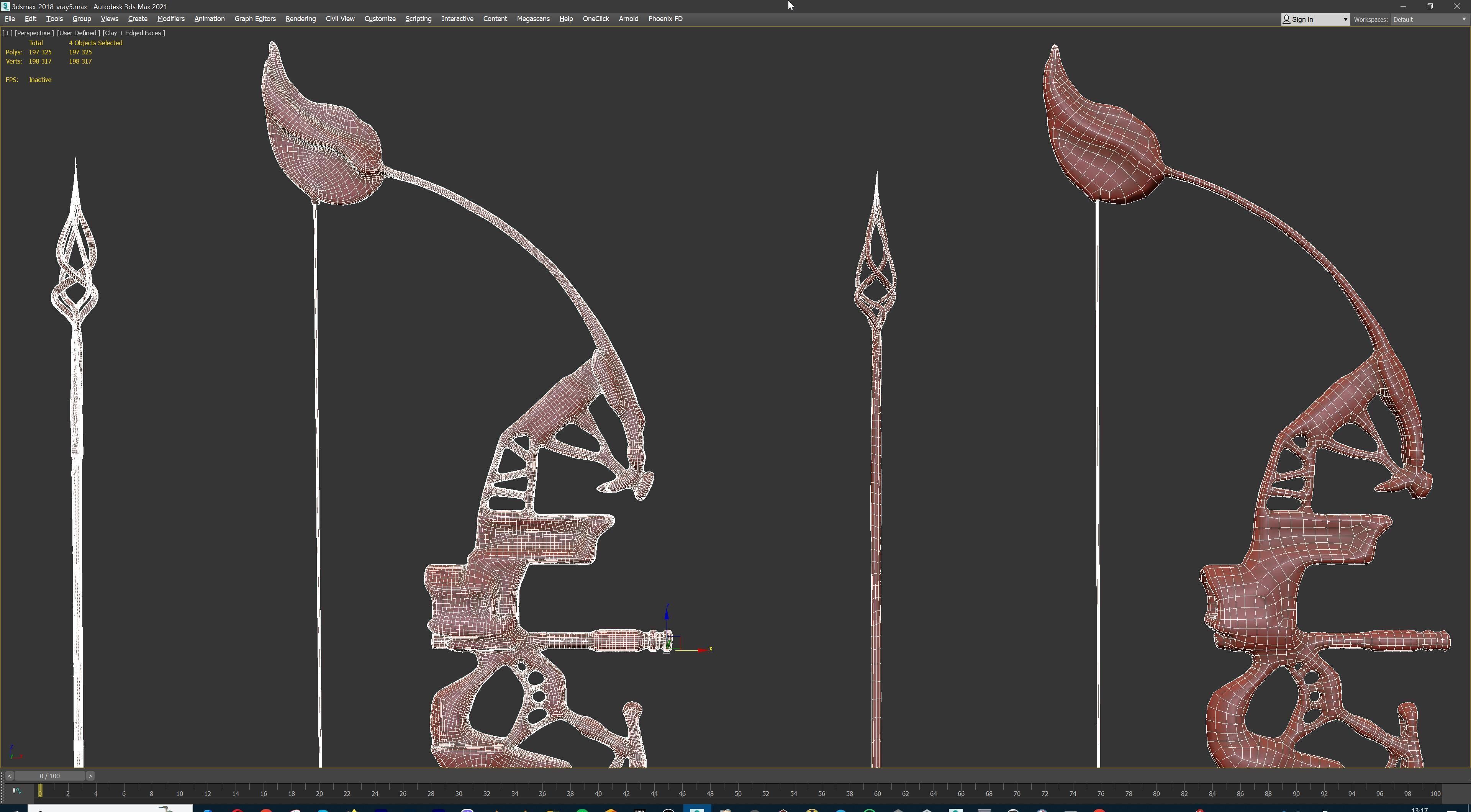 Fantasy Bow and Arrow Set High-poly and Game-Ready Low-poly 3D model_110