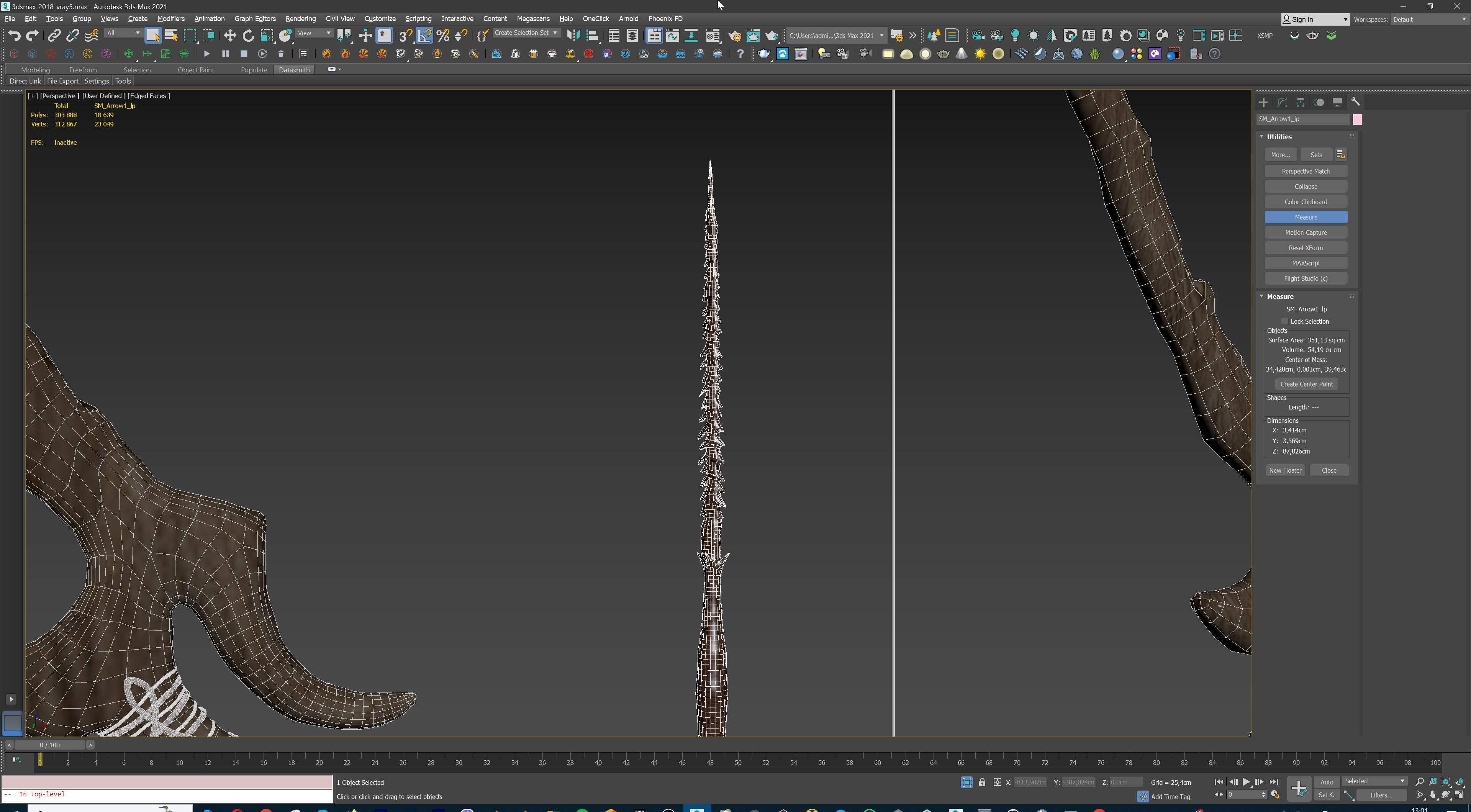 Fantasy Bow and Arrow Set High-poly and Game-Ready Low-poly 3D model_81