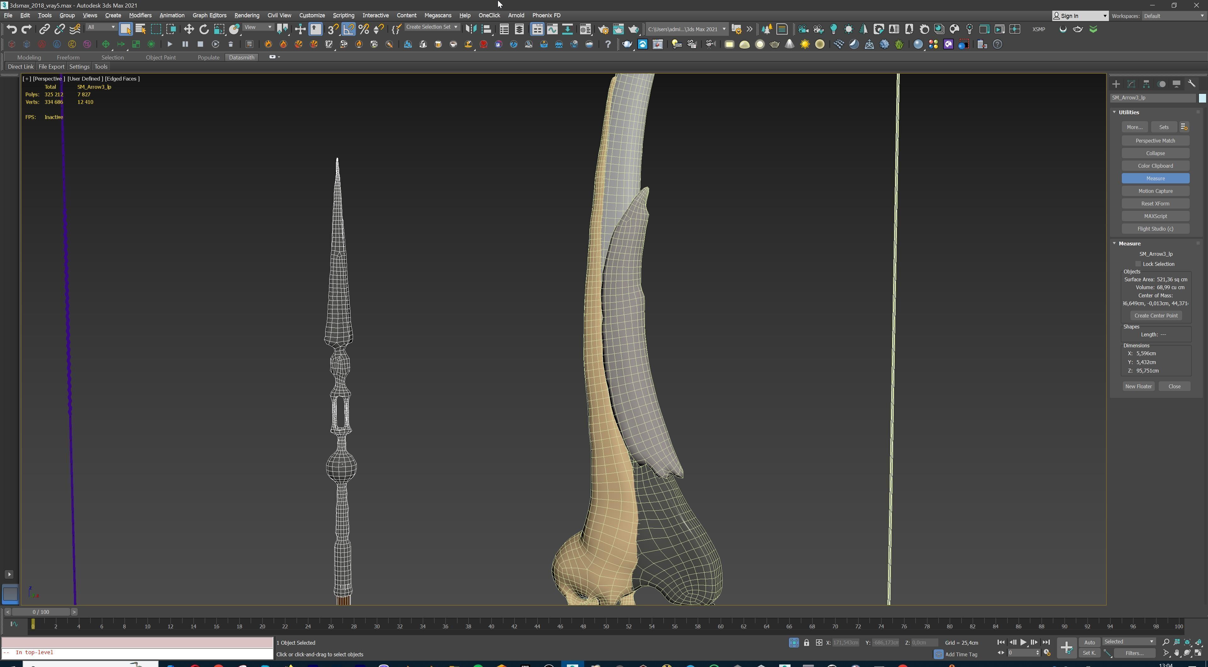 Fantasy Bow and Arrow Set High-poly and Game-Ready Low-poly 3D model_83