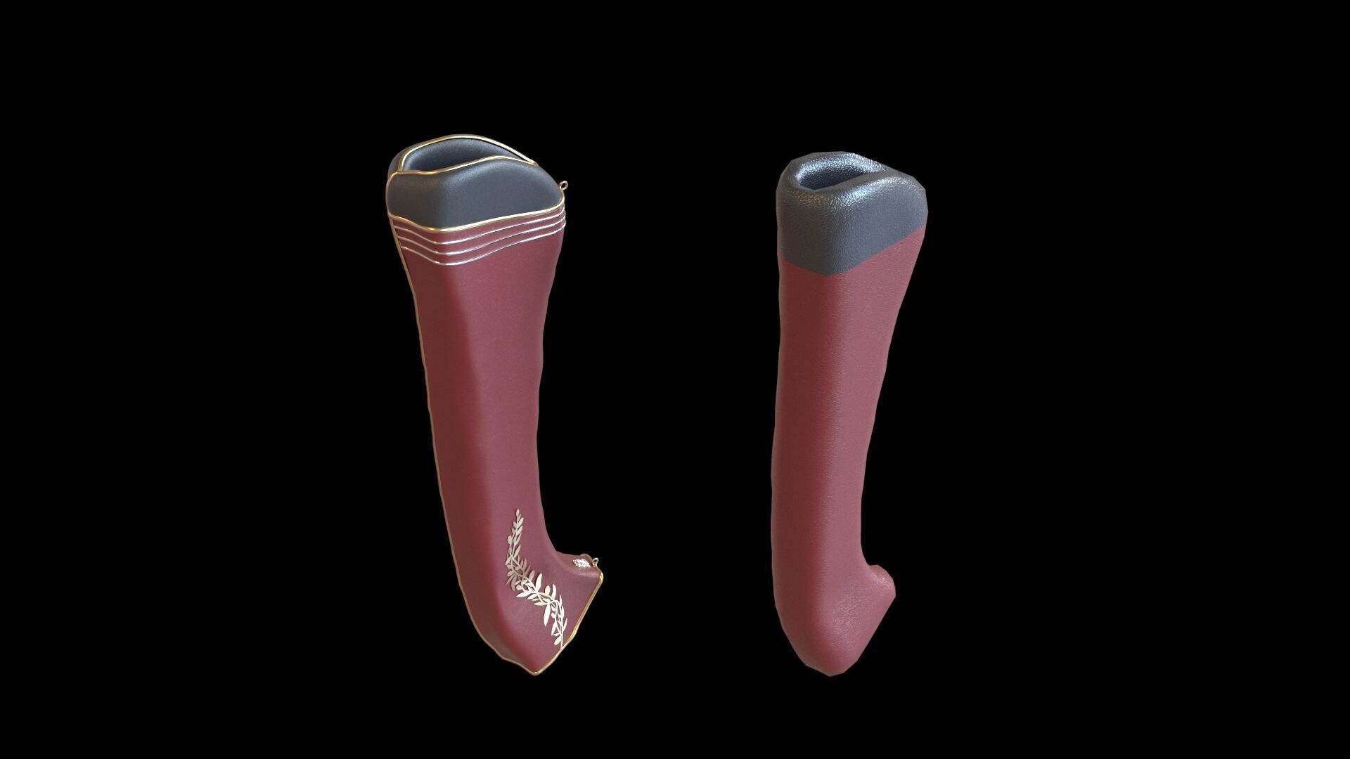 Fantasy Bow and Arrow Set High-poly and Game-Ready Low-poly 3D model_53