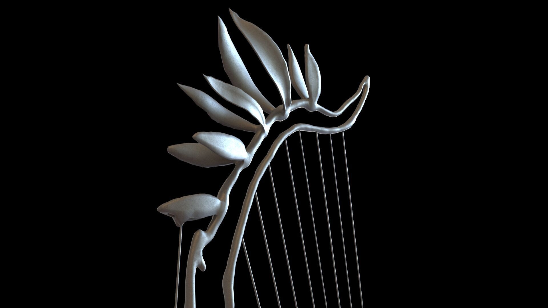 Fantasy Bow and Arrow Set High-poly and Game-Ready Low-poly 3D model_43
