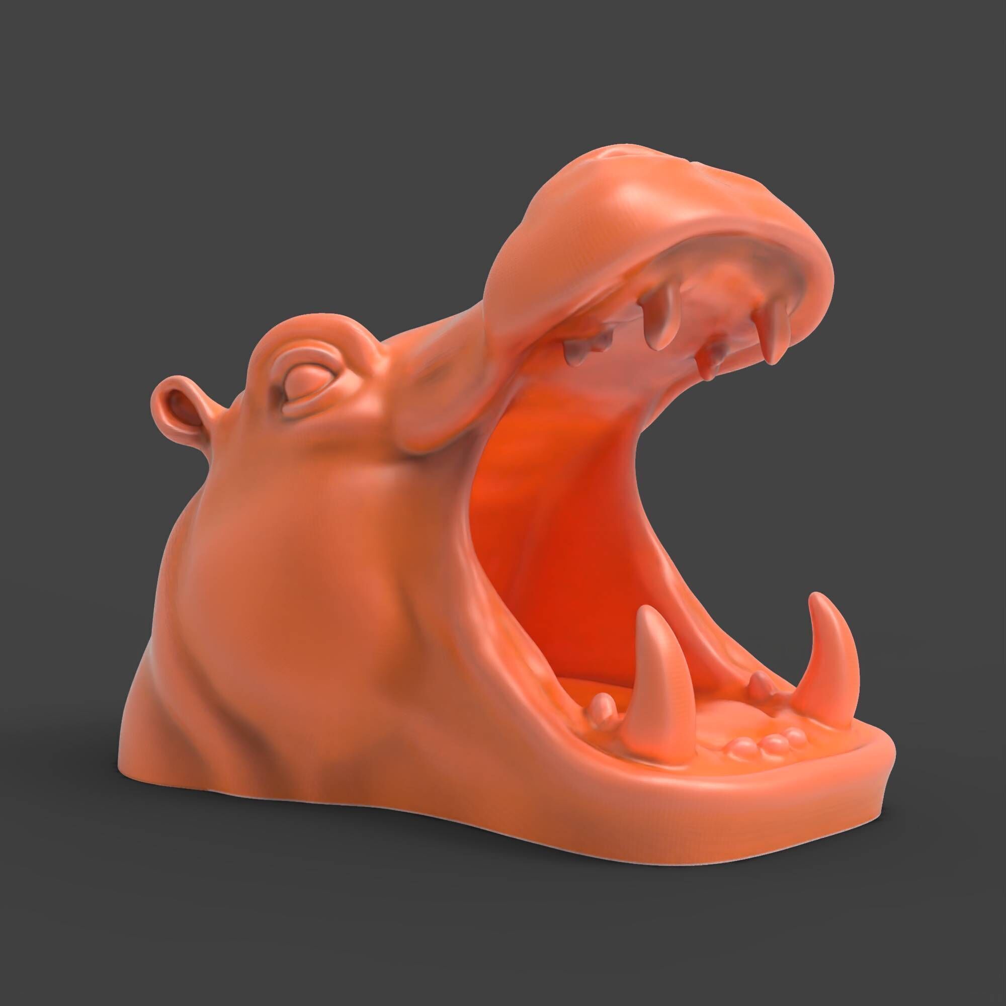 Hippo Head Animal Sculpture For Garden Decor or Tabletop Storage 3D print model_6