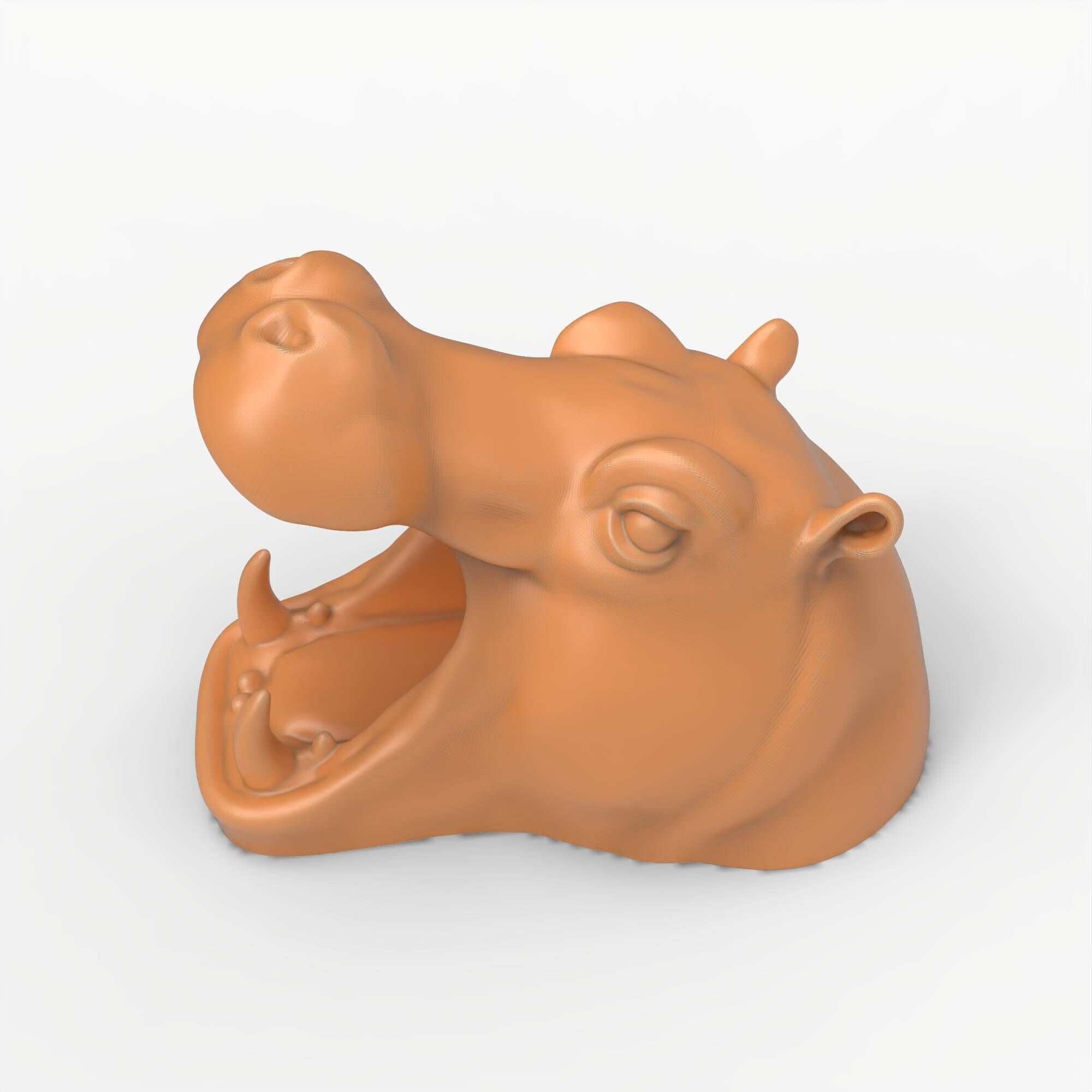 Hippo Head Animal Sculpture For Garden Decor or Tabletop Storage 3D print model_12