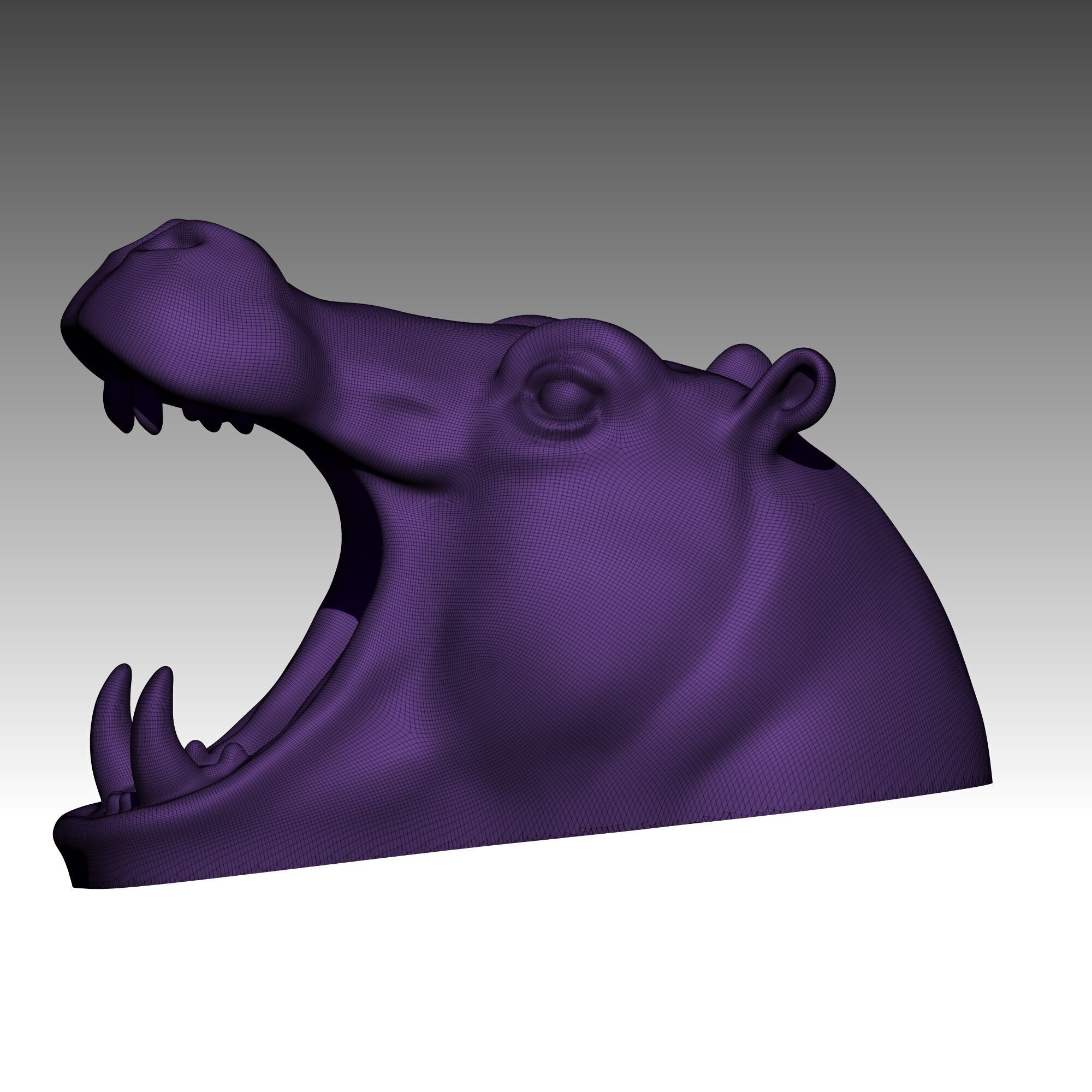 Hippo Head Animal Sculpture For Garden Decor or Tabletop Storage 3D print model_4