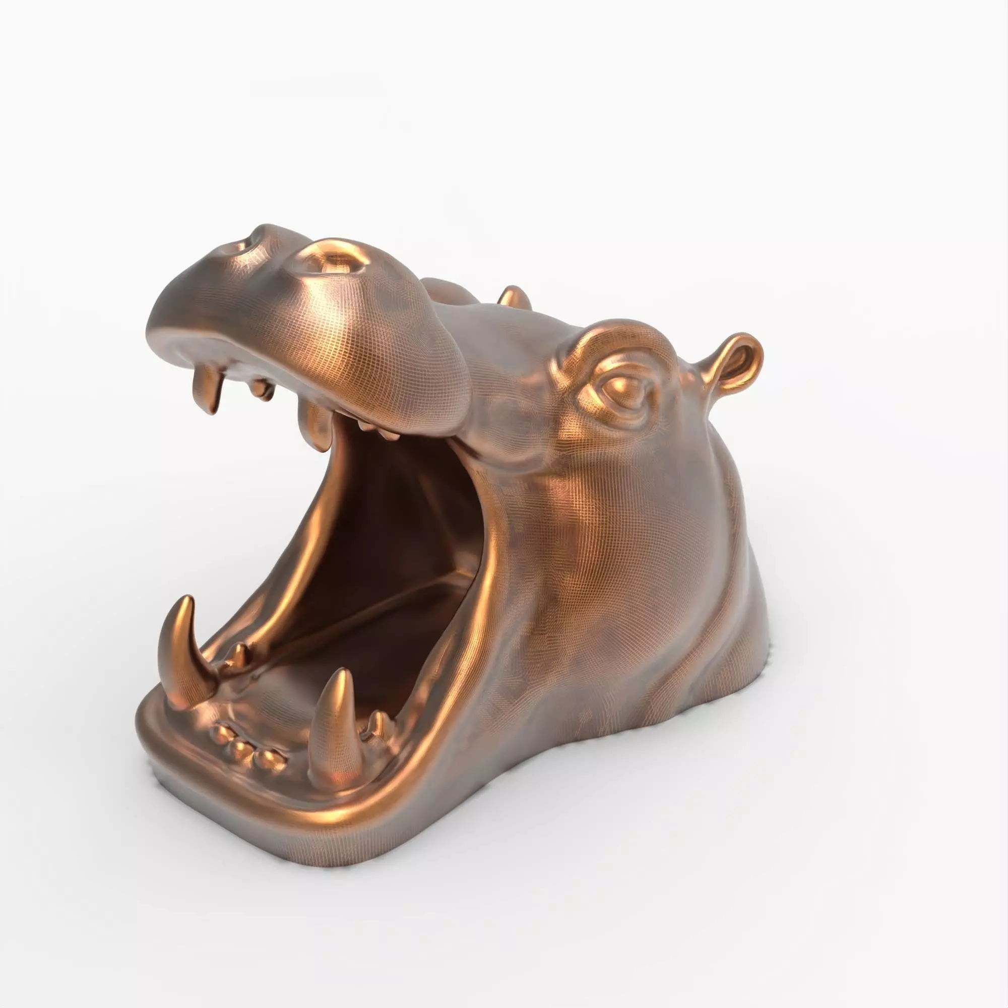 Hippo Head Animal Sculpture For Garden Decor or Tabletop Storage 3D print model_0
