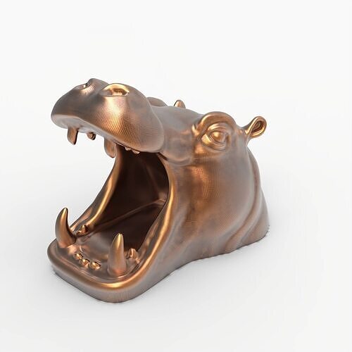 Hippo Head Animal Sculpture For Garden Decor or Tabletop Storage 3D print model
