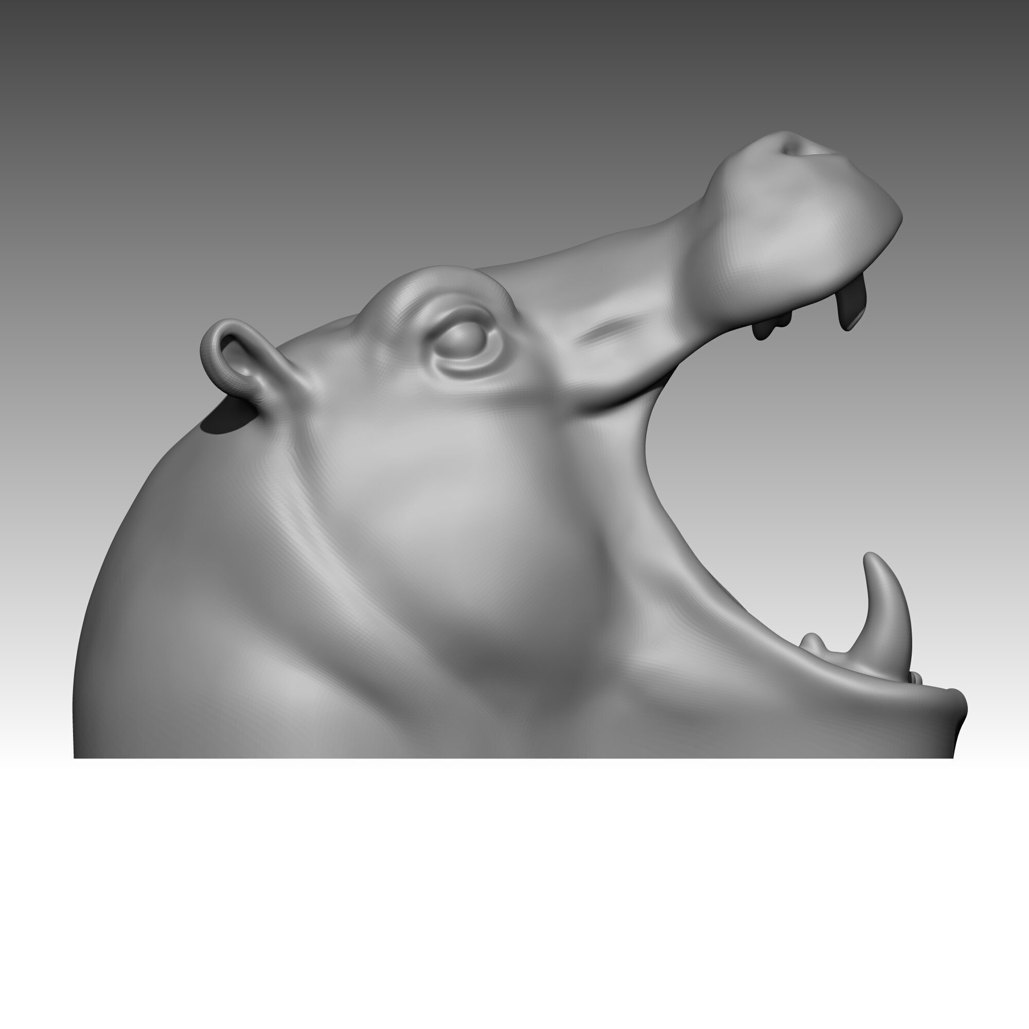 Hippo Head Animal Sculpture For Garden Decor or Tabletop Storage 3D print model_20