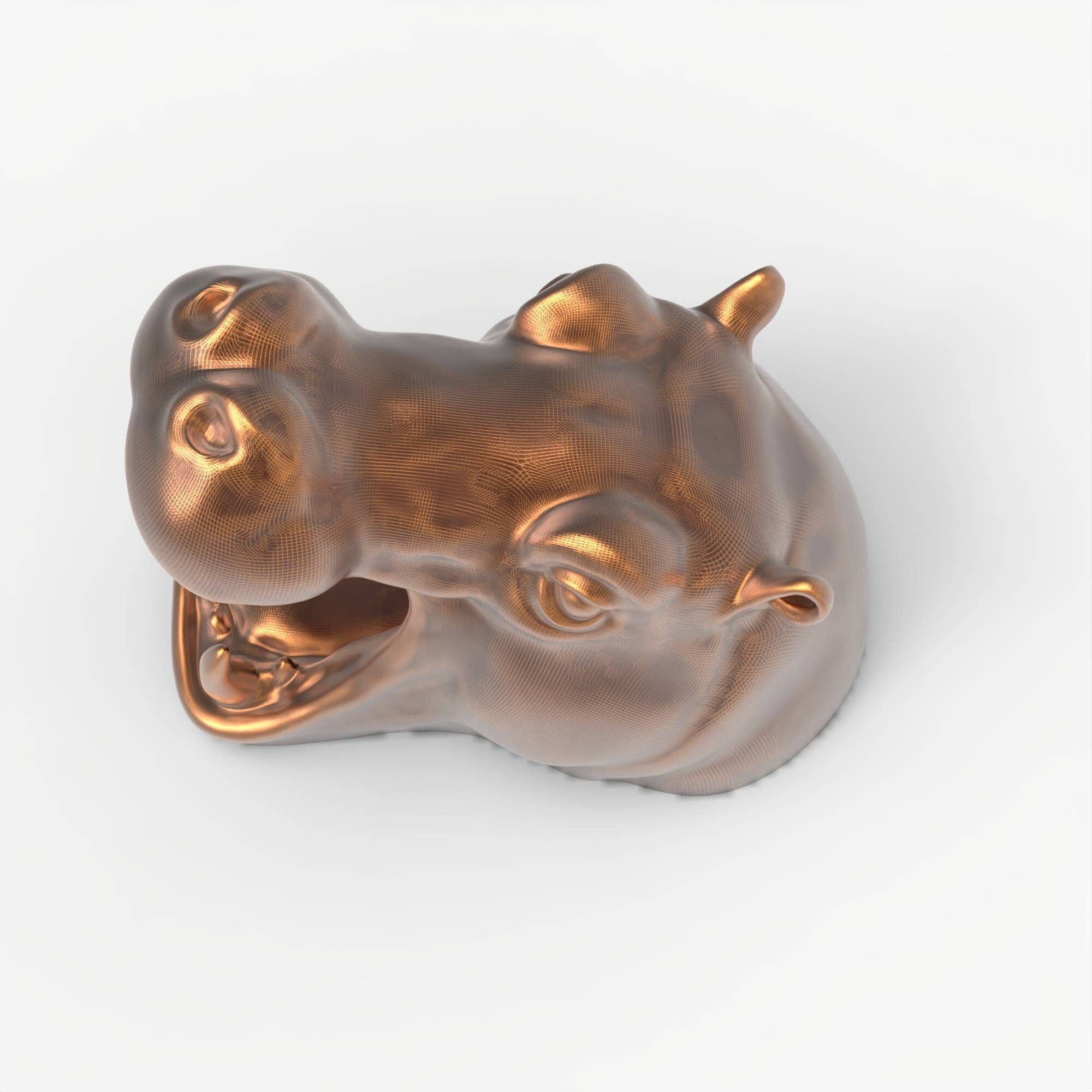 Hippo Head Animal Sculpture For Garden Decor or Tabletop Storage 3D print model_3
