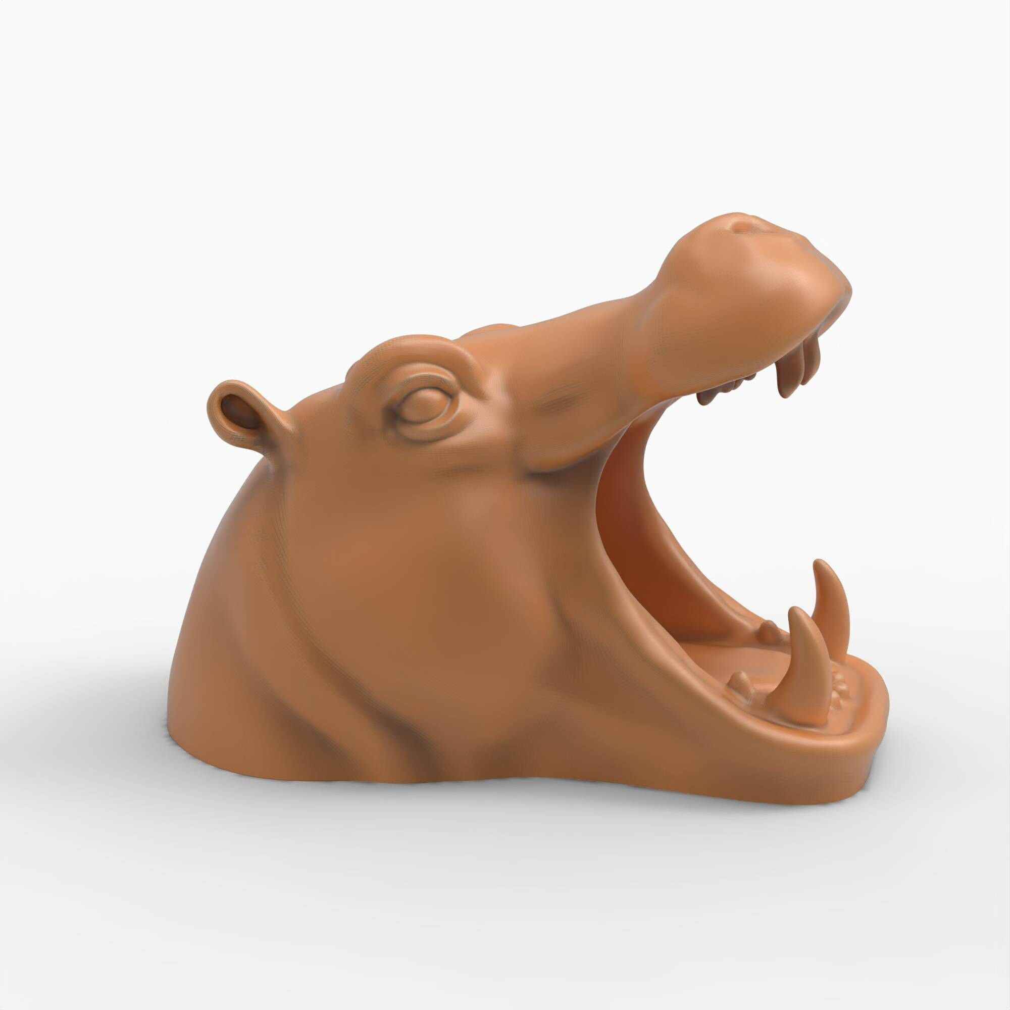 Hippo Head Animal Sculpture For Garden Decor or Tabletop Storage 3D print model_10