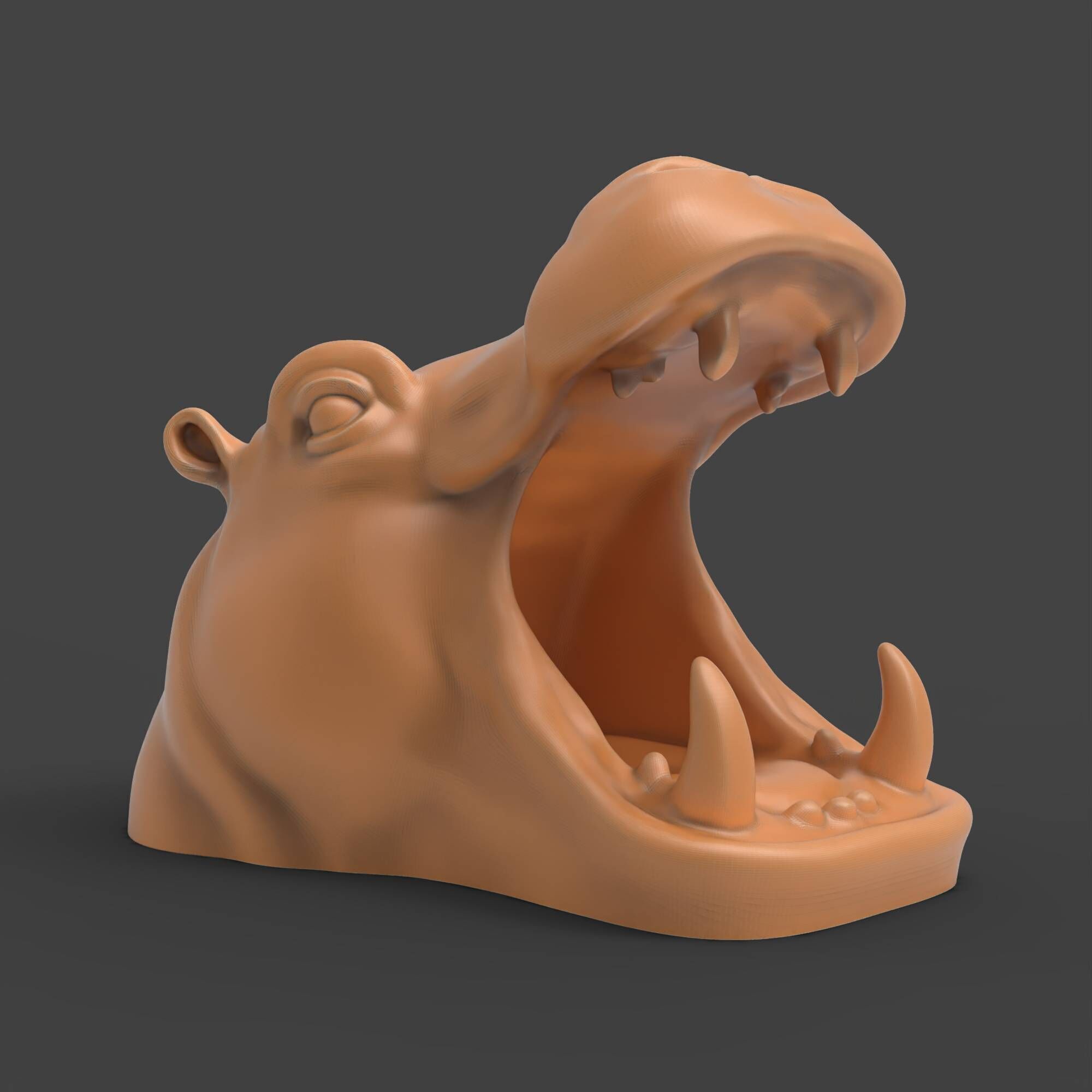 Hippo Head Animal Sculpture For Garden Decor or Tabletop Storage 3D print model_7