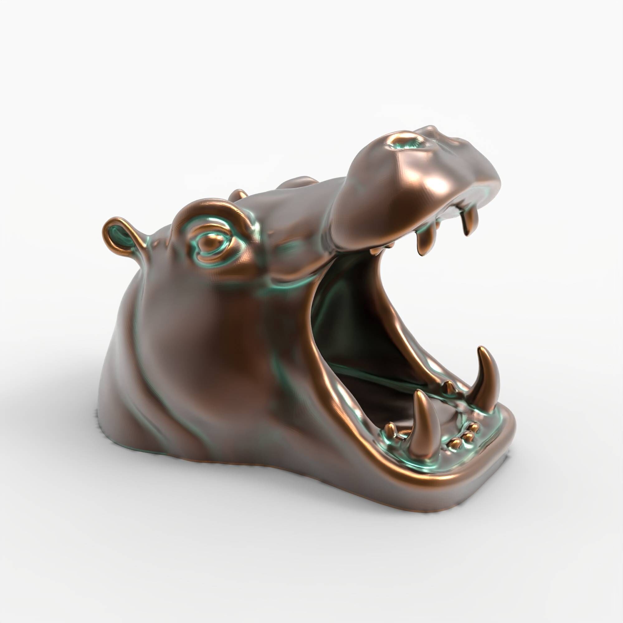 Hippo Head Animal Sculpture For Garden Decor or Tabletop Storage 3D print model_18