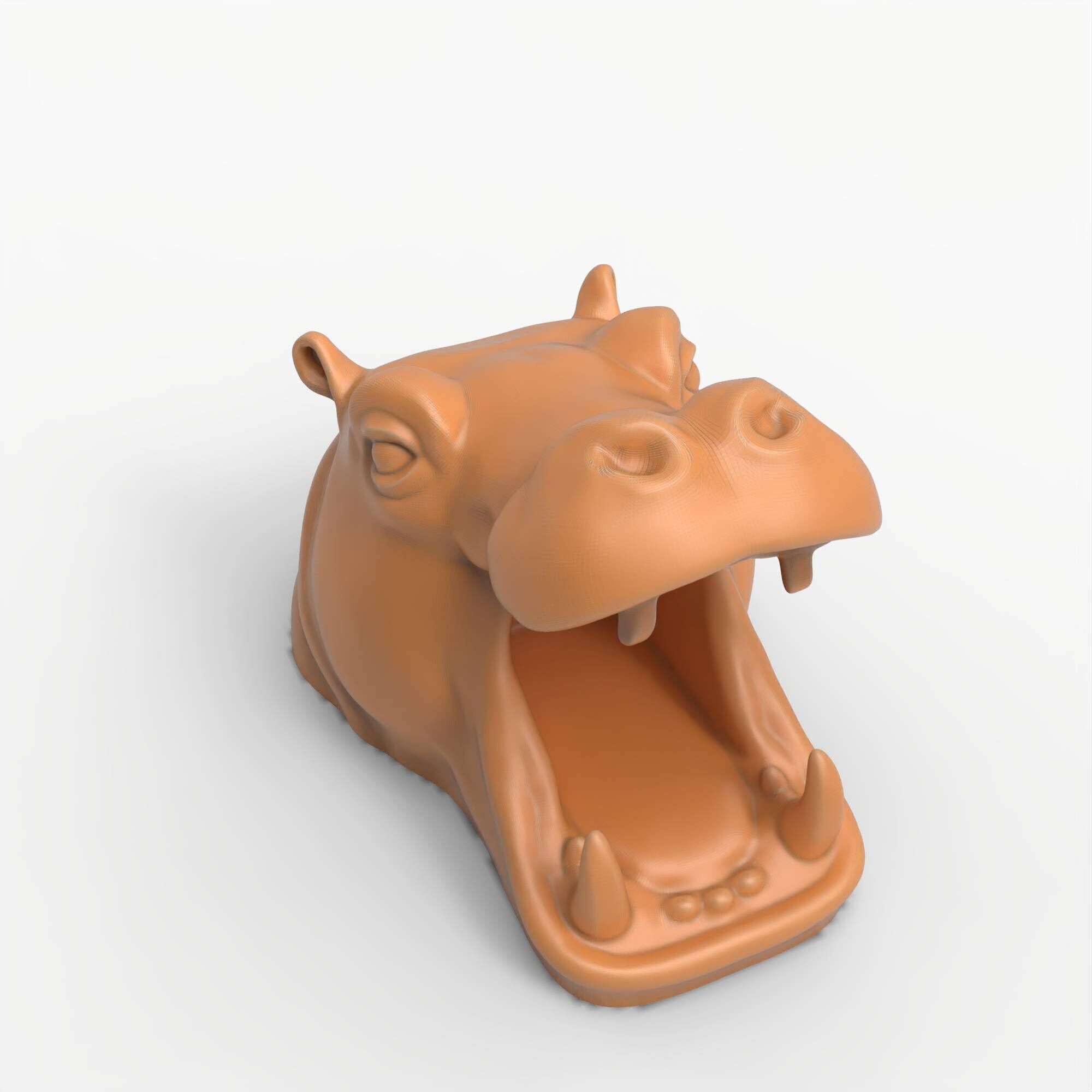 Hippo Head Animal Sculpture For Garden Decor or Tabletop Storage 3D print model_14