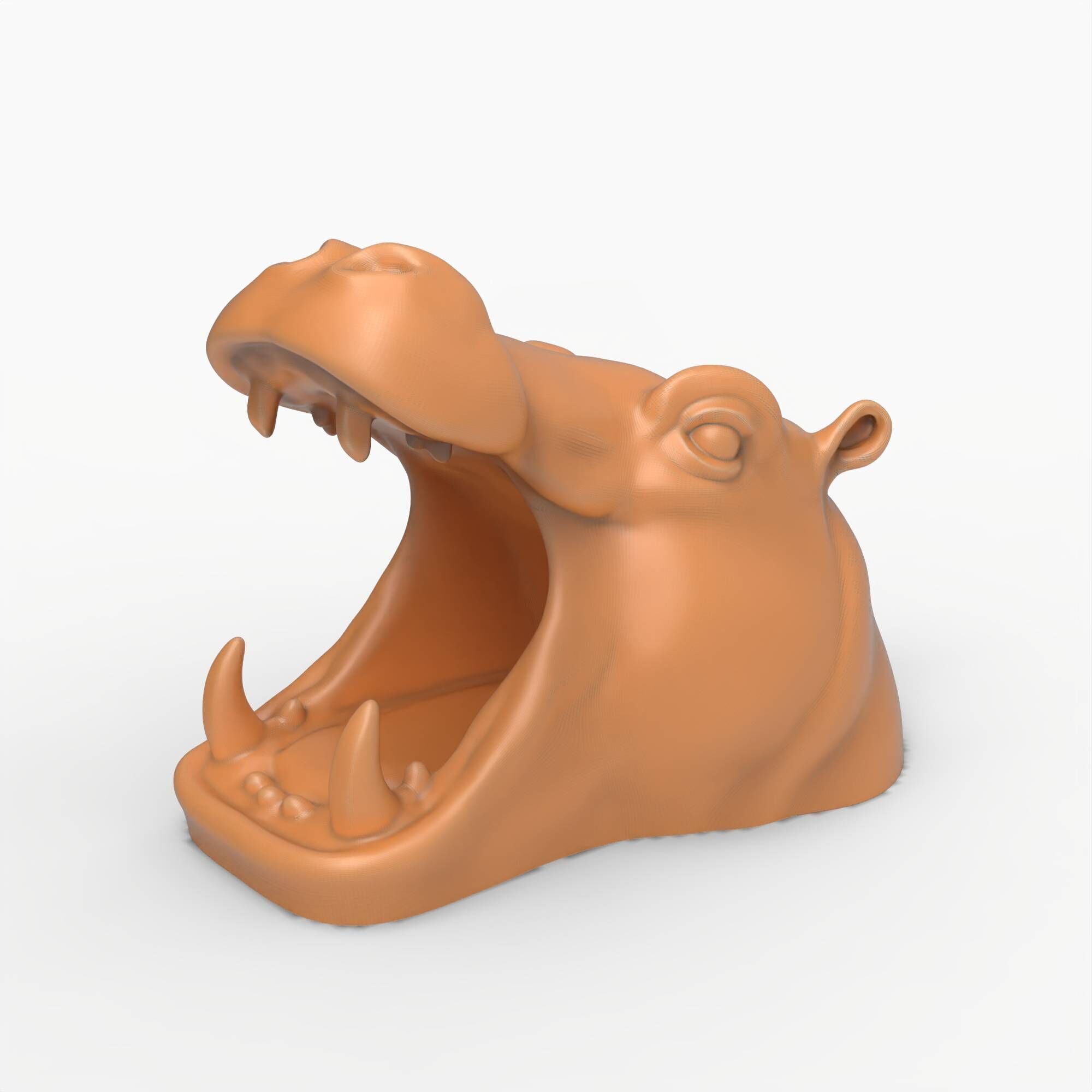 Hippo Head Animal Sculpture For Garden Decor or Tabletop Storage 3D print model_9