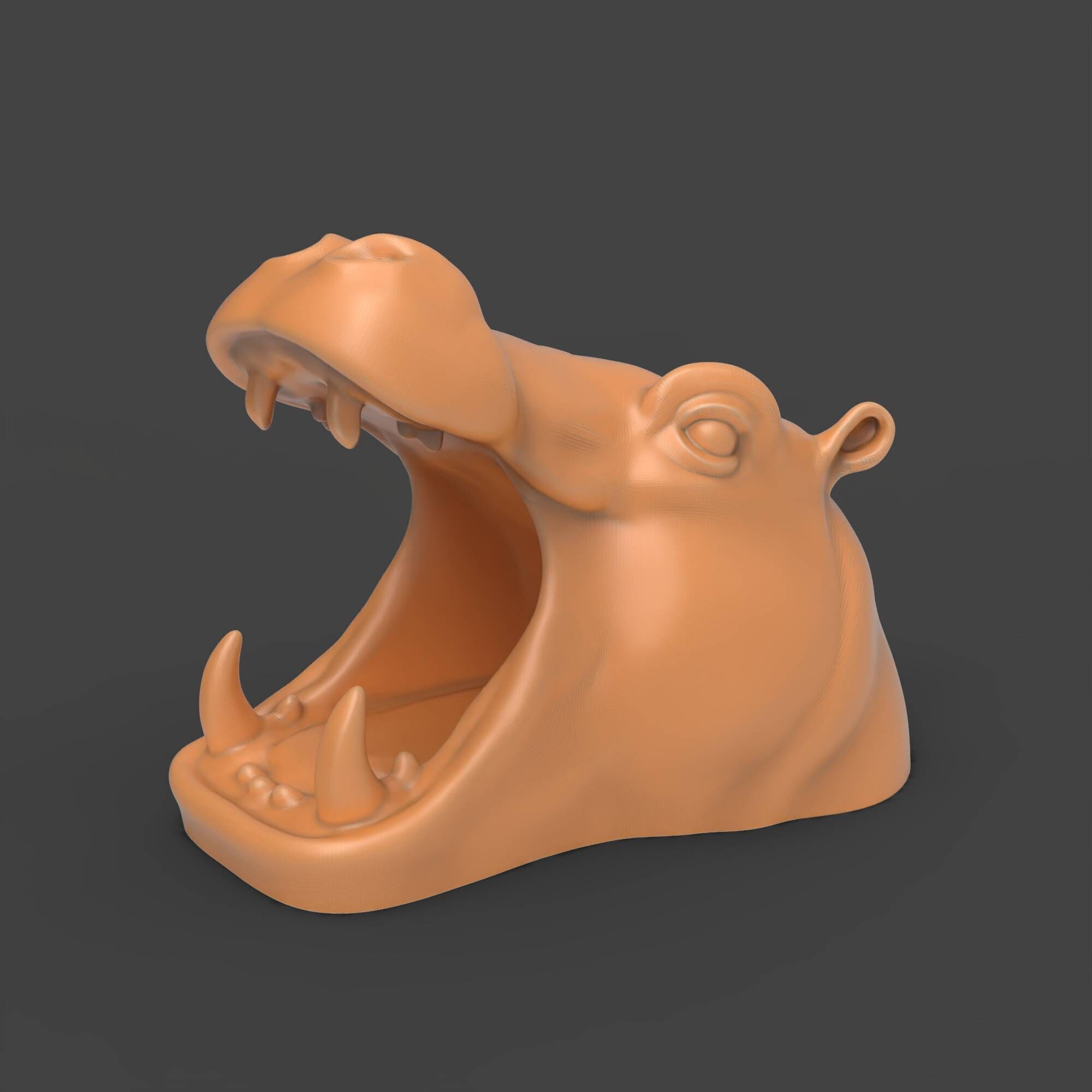 Hippo Head Animal Sculpture For Garden Decor or Tabletop Storage 3D print model_8