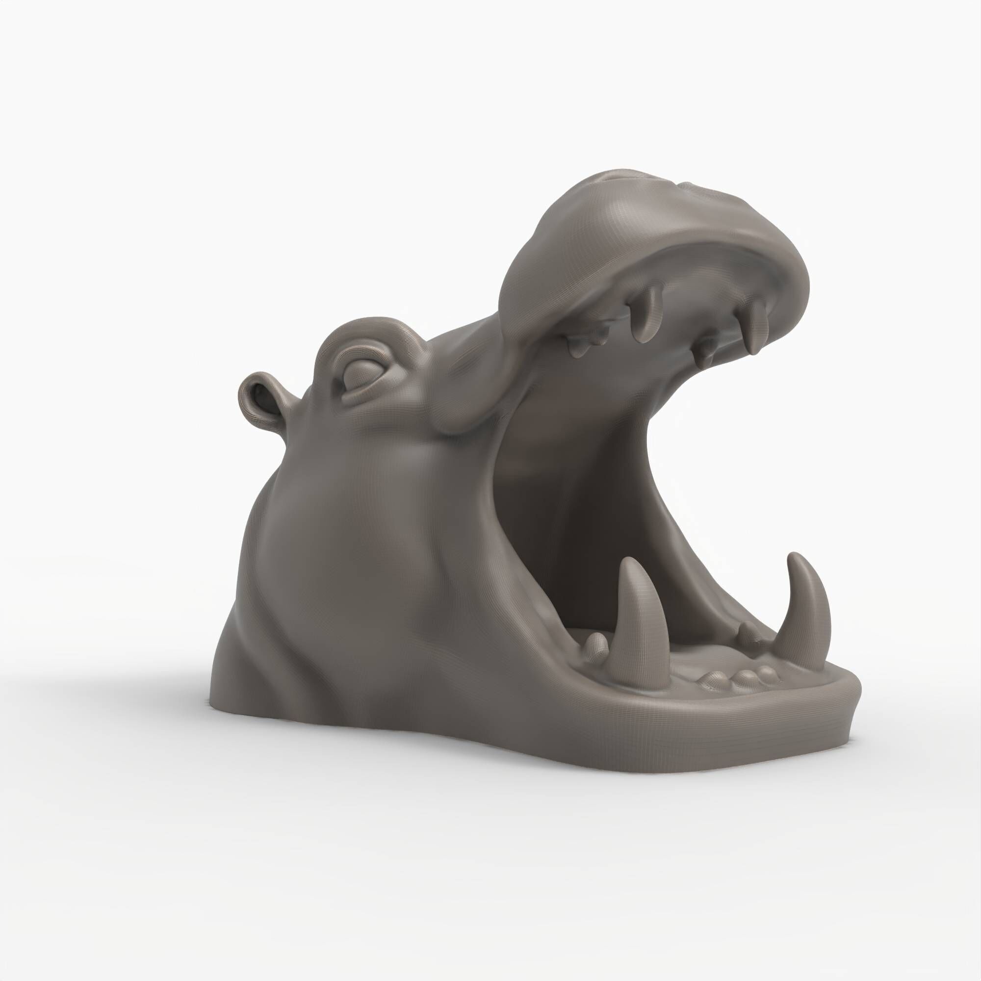 Hippo Head Animal Sculpture For Garden Decor or Tabletop Storage 3D print model_17