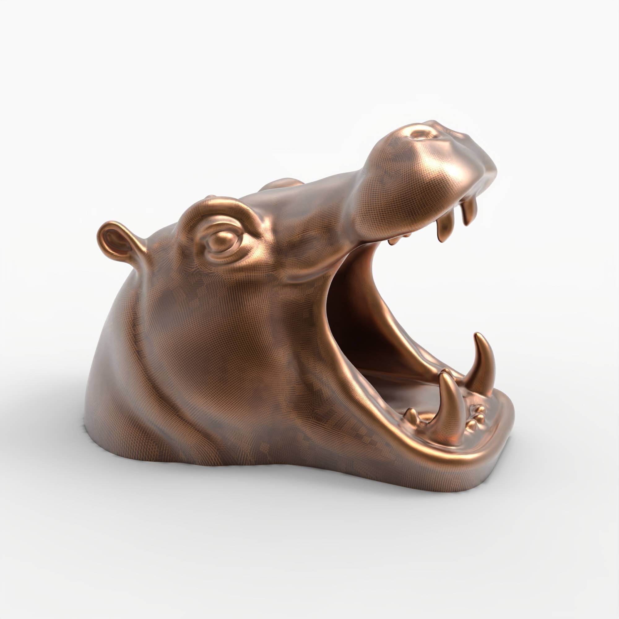 Hippo Head Animal Sculpture For Garden Decor or Tabletop Storage 3D print model_1
