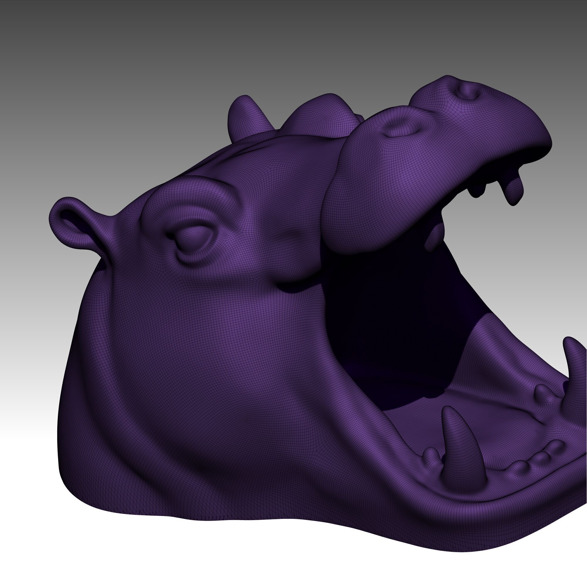 Hippo Head Animal Sculpture For Garden Decor or Tabletop Storage 3D print model_5
